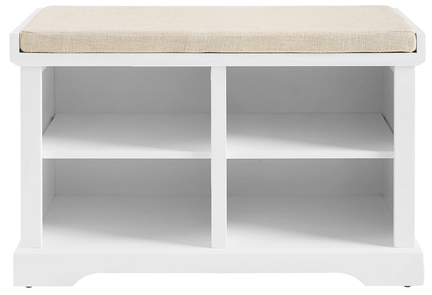 Anderson Storage Bench White - Crosley: Cushioned, Linen Upholstered, Farmhouse Style