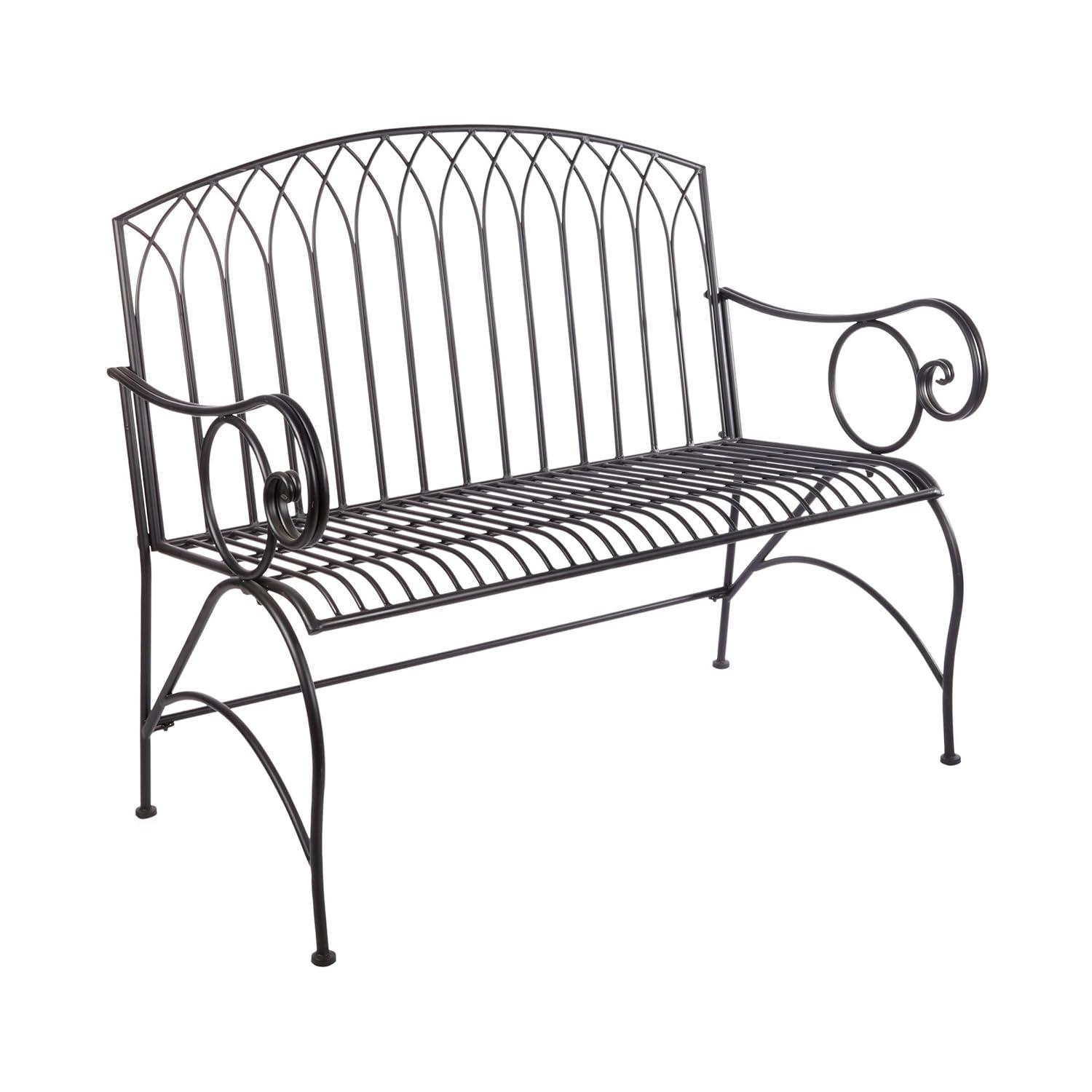 Alpine Corporation 44" x 26" x 38" Decorative Metal Wire Garden Bench, Black
