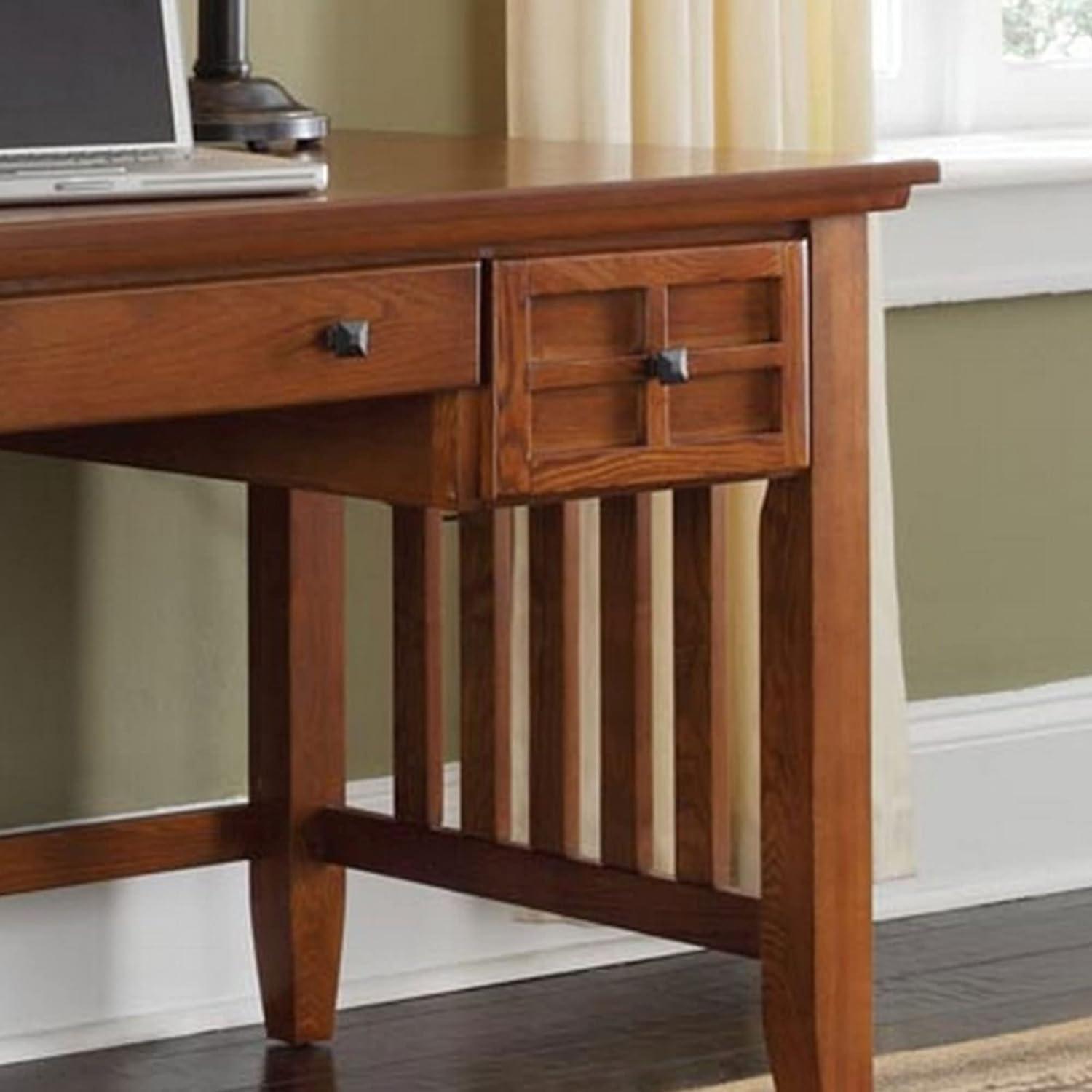 Executive Black Wood Desk with Keyboard Tray and Drawers