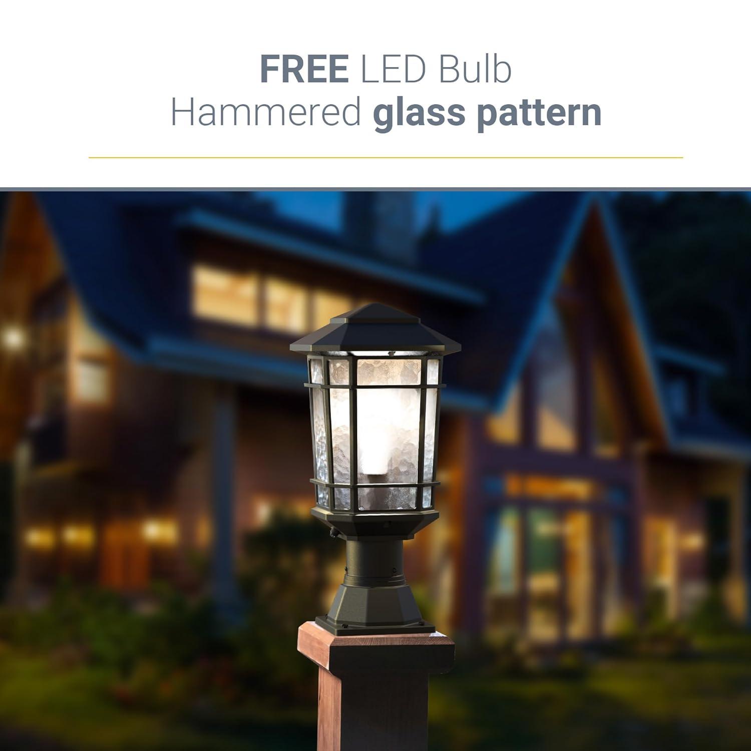 KODA Williams 18.6-in Black Craftsman Outdoor Pier mount with Dusk-to Dawn Sensor Photocell Sensor