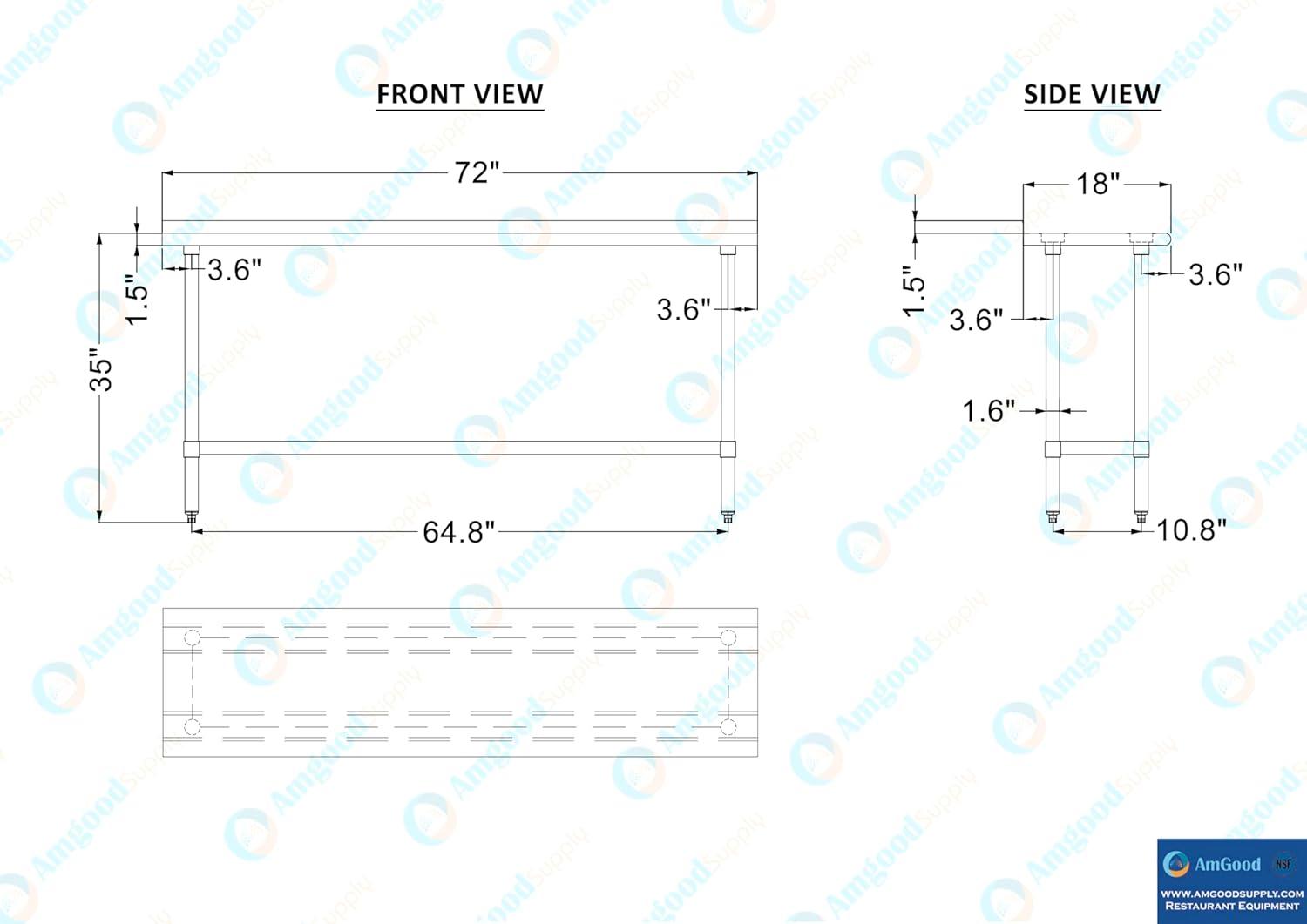 18 in. x 72 in. Stainless Steel Table