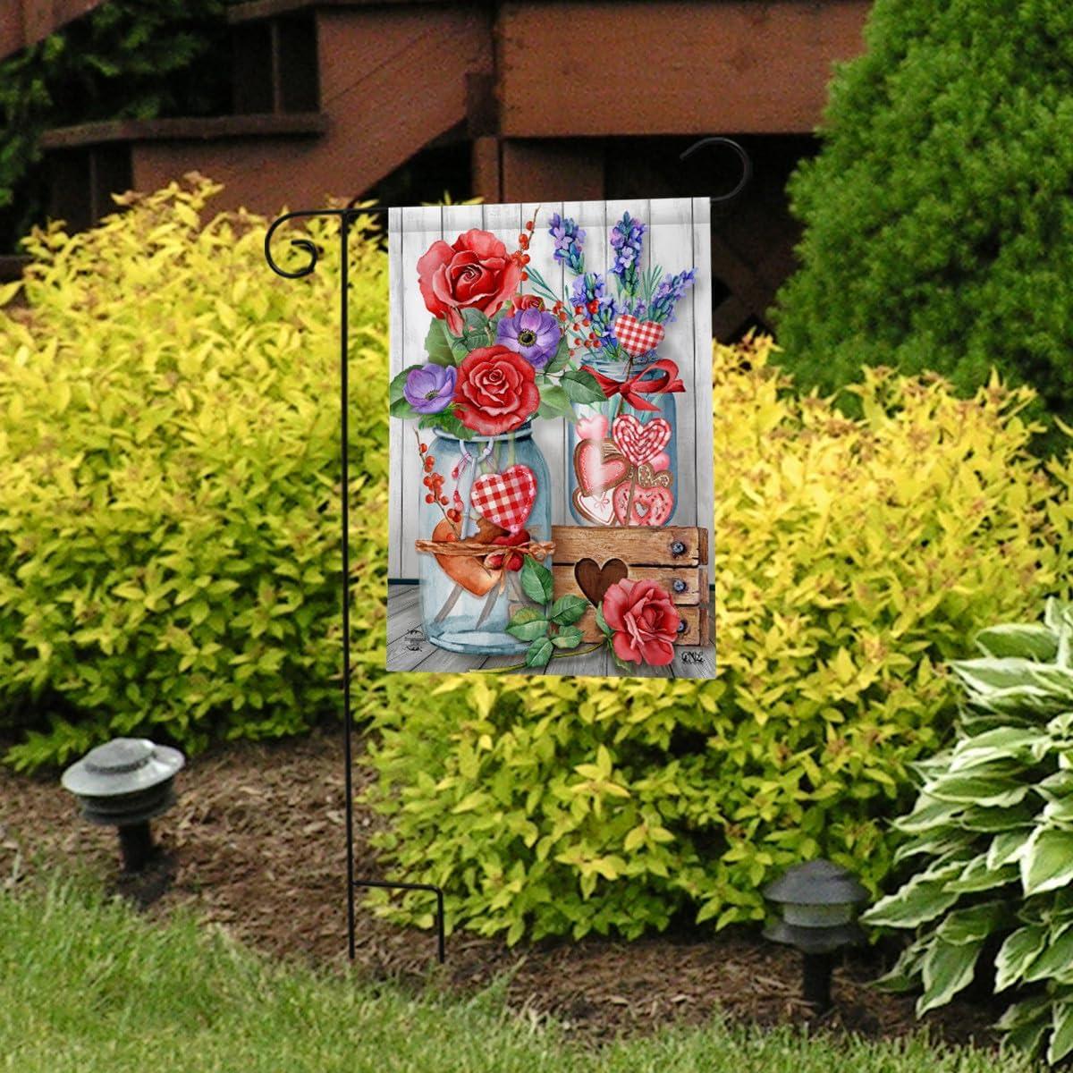 Briarwood Lane Garden Flag 12x18 For Outdoor Love Filled Mason Jars Valentine's Day For Valentine's Garden Flag Flags For Outside