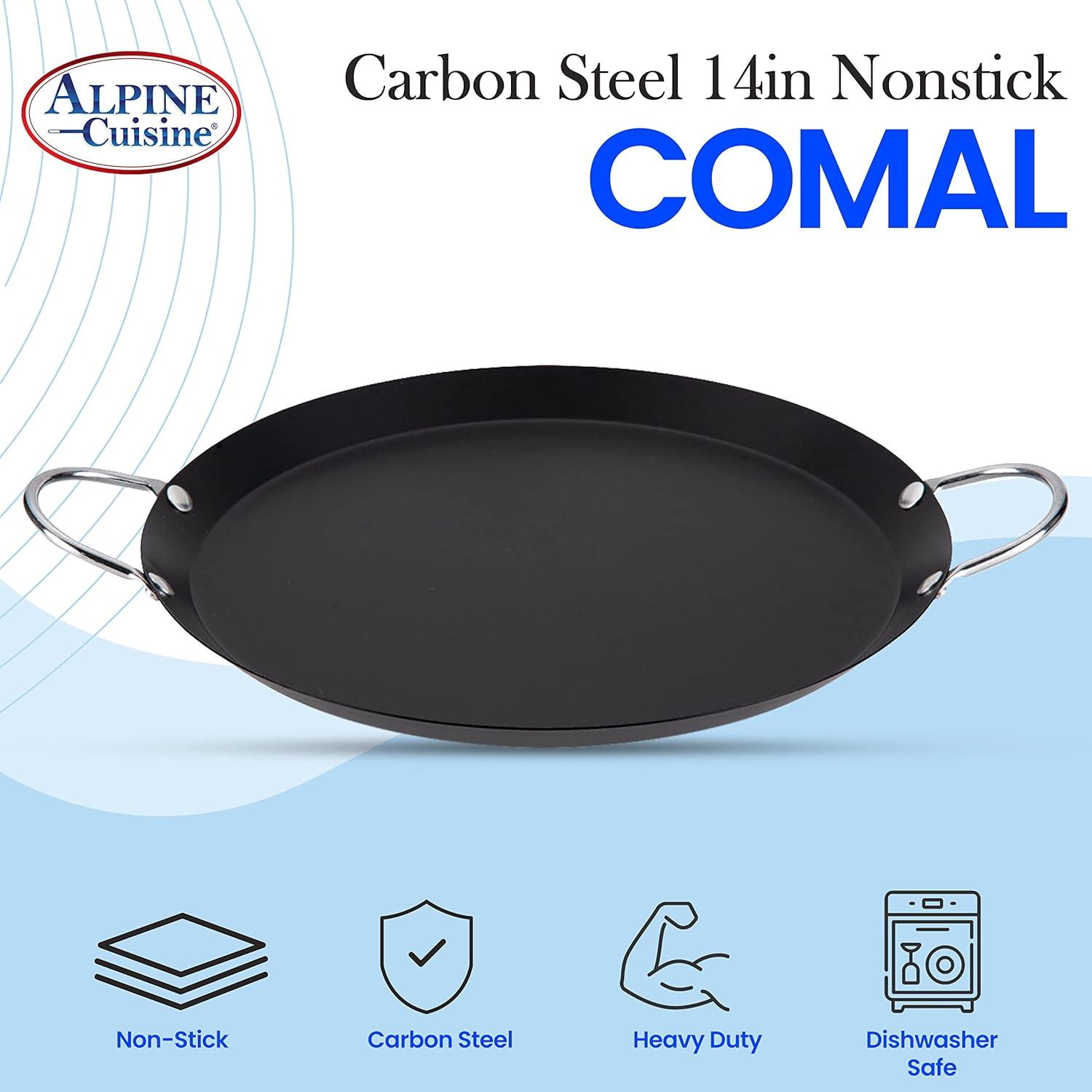 Alpine Cuisine 14 in Round Nonstick Carbon Steel Griddle Pan