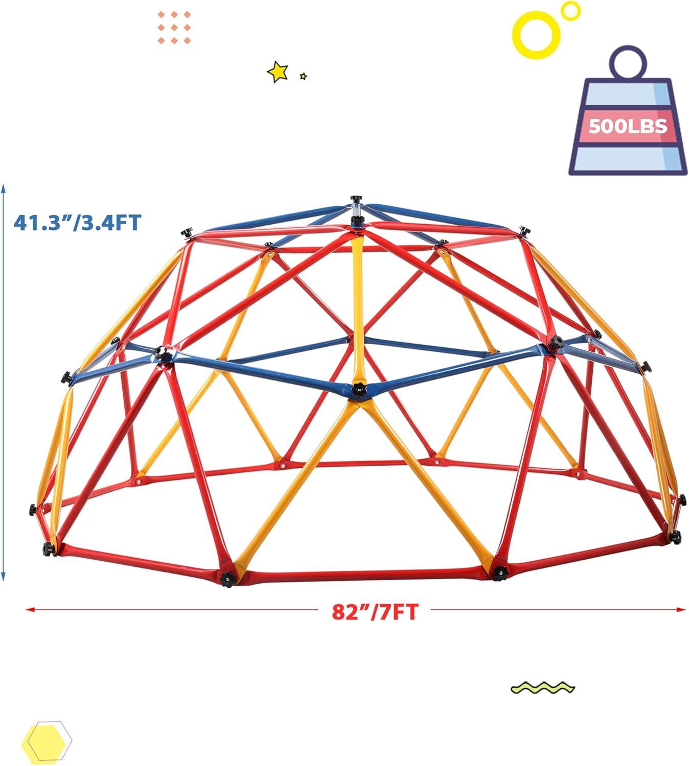 Colorful Steel Dome Climber for Kids, 82.3 x 79.6 x 41.3 inches