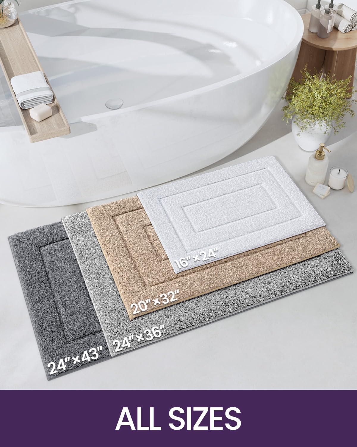 Smiry Microfiber Bathroom Rugs, 16"x24" Soft and Absorbent Bath Rugs, Non-Slip Machine Wash bath mats, Beige