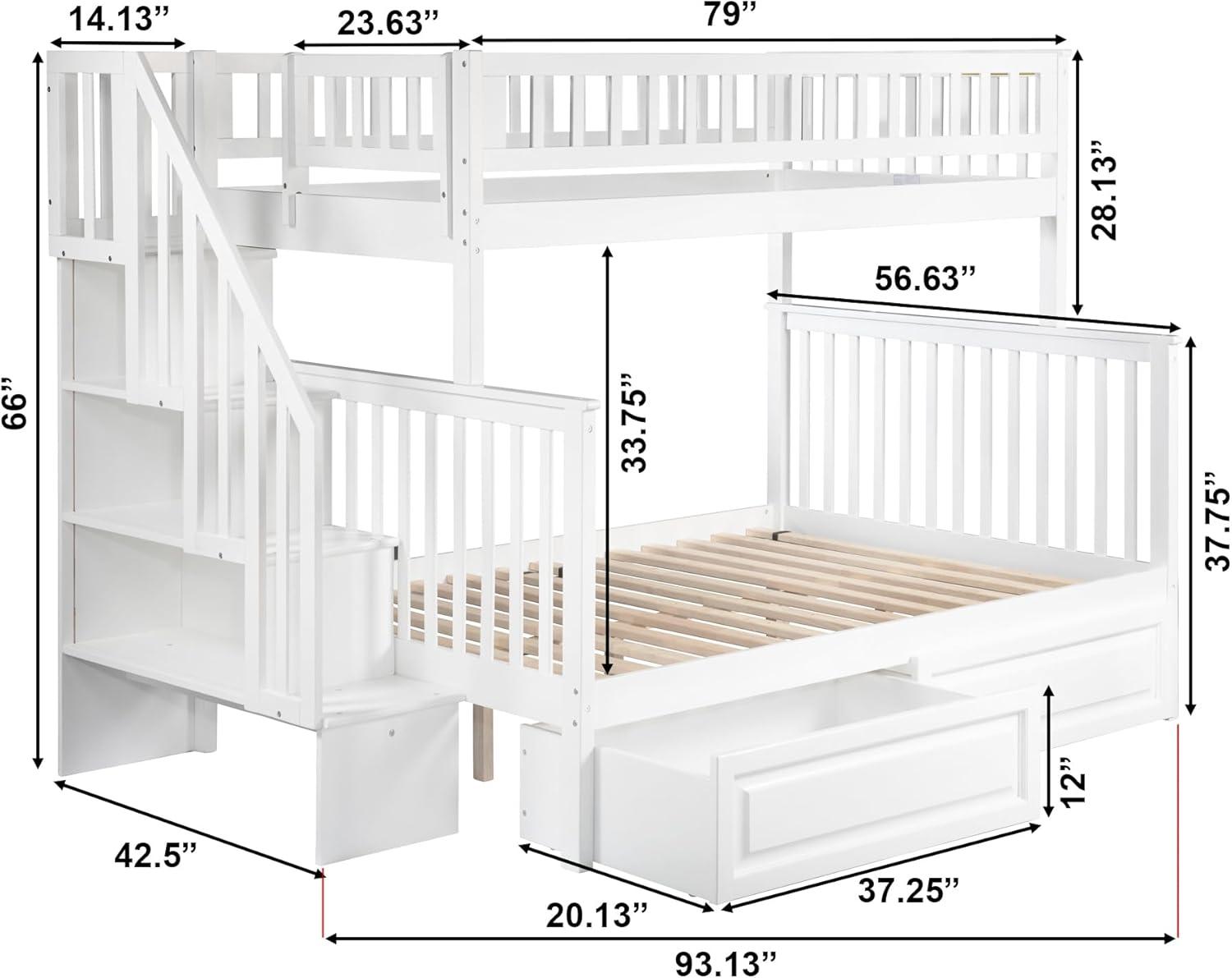 Woodland Staircase Bunk Bed Twin over Twin in Multiple Colors and Configurations