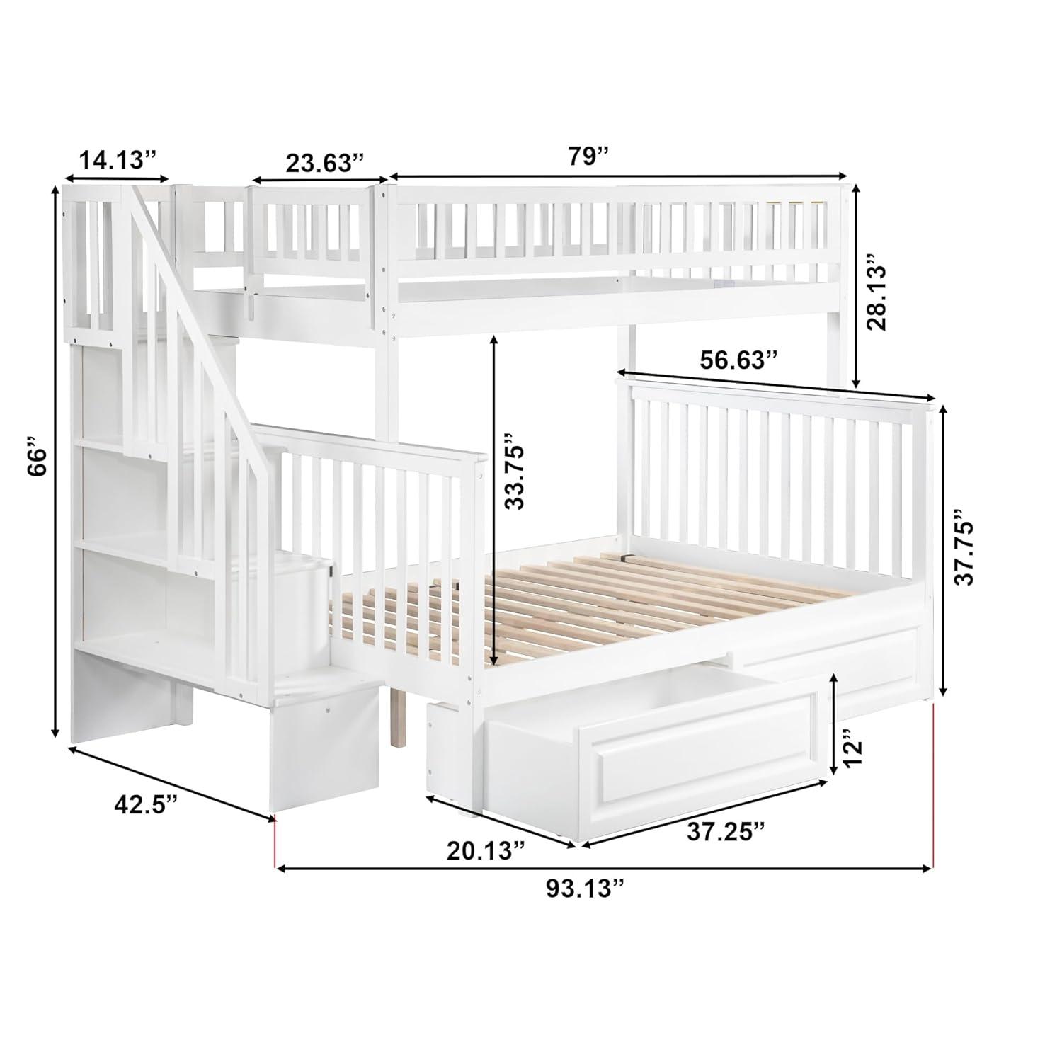 Woodland Staircase Bunk Bed Twin over Twin in Multiple Colors and Configurations