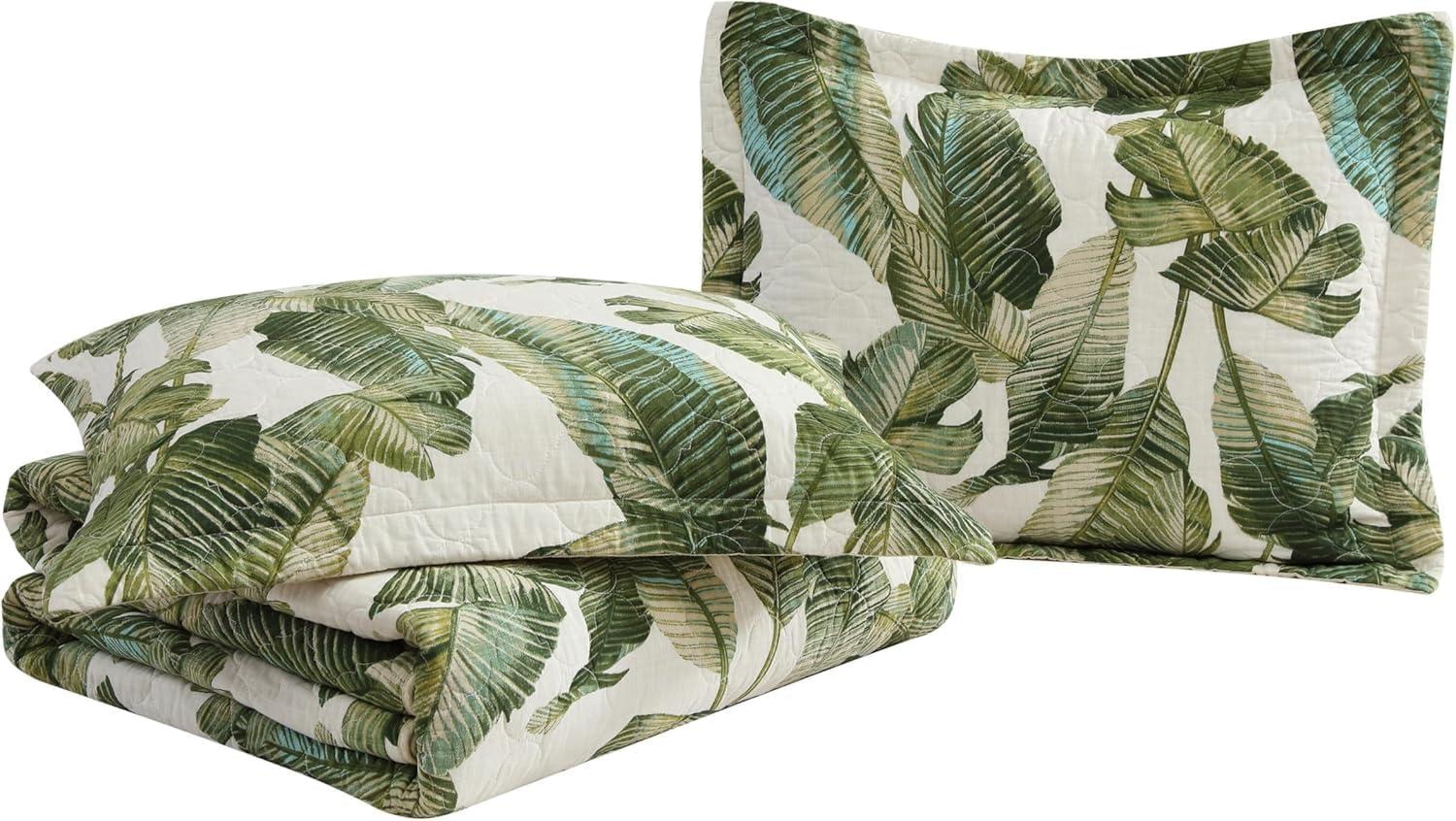 Tommy Bahama Fiesta Palms Green Cotton Reversible Quilt Set
