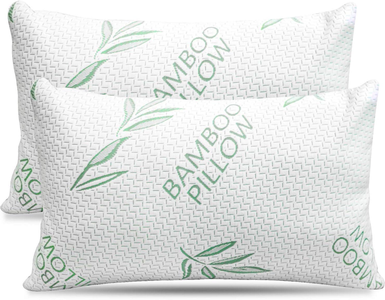 Bianco Rayon from Bamboo Cooling Memory Foam Plush Support Bed Pillow (Set of 2)