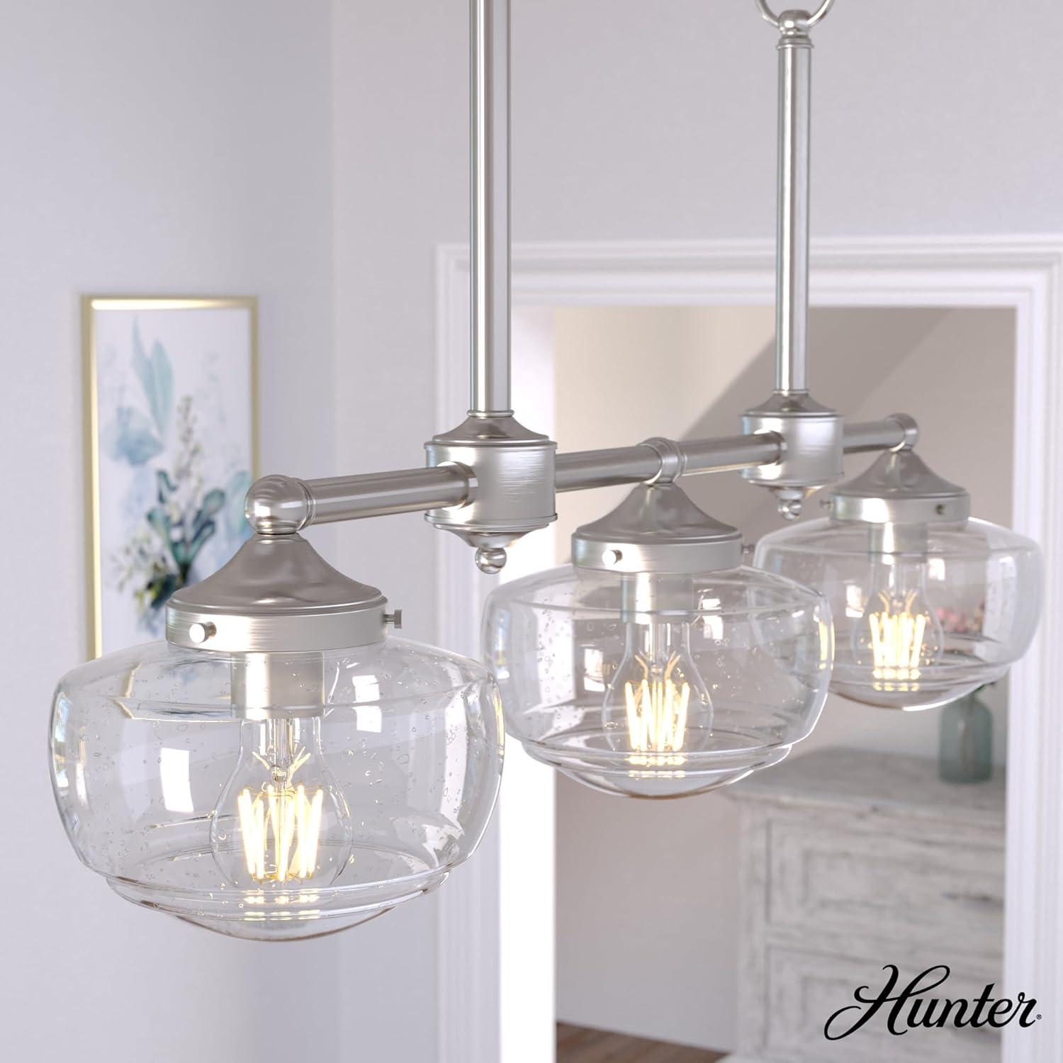 Saddle Creek Brushed Nickel 3-Light Schoolhouse Linear Chandelier