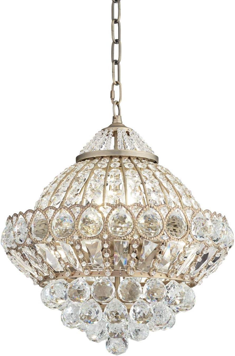 Vienna Full Spectrum Wallingford Antique Brass Chandelier 16" Wide French Crystal Glass 6-Light Fixture for Dining Room House Kitchen Island Entryway
