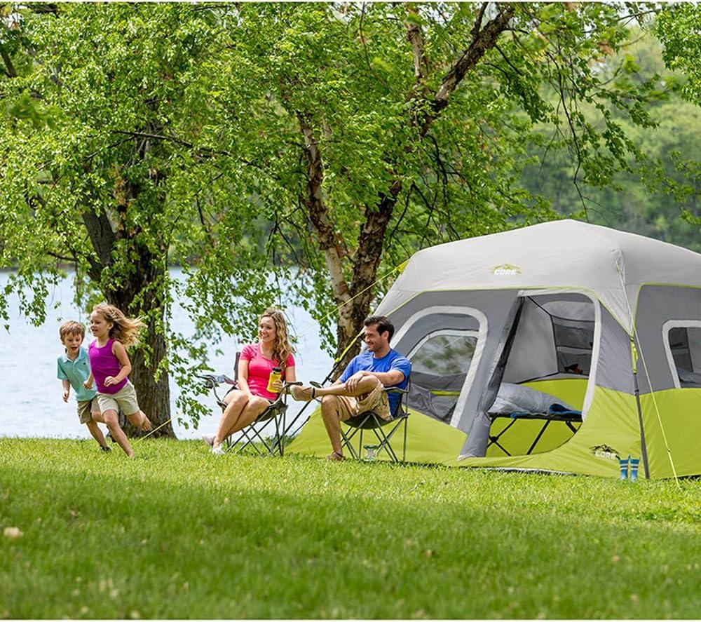 CORE 6 Person Instant Cabin Tent with Wall Organizer (Gray)