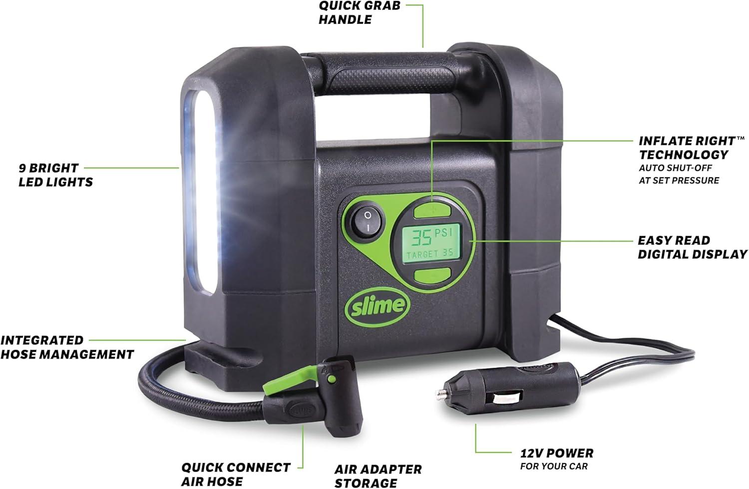 Rugged Digital 12V Tire Inflator with LED Light