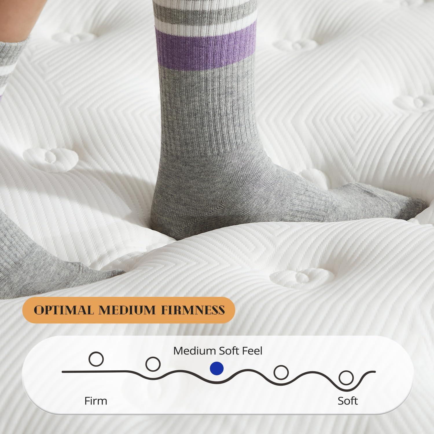 10 Inch Queen Mattress, Medium Firm Hybrid Mattress with Gel Memory Foam & Pocketed Coils, CertiPUR-US Certified, Pressure Relief, Motion Isolation, 100-Night Trial, 80“ x 60" x 10"