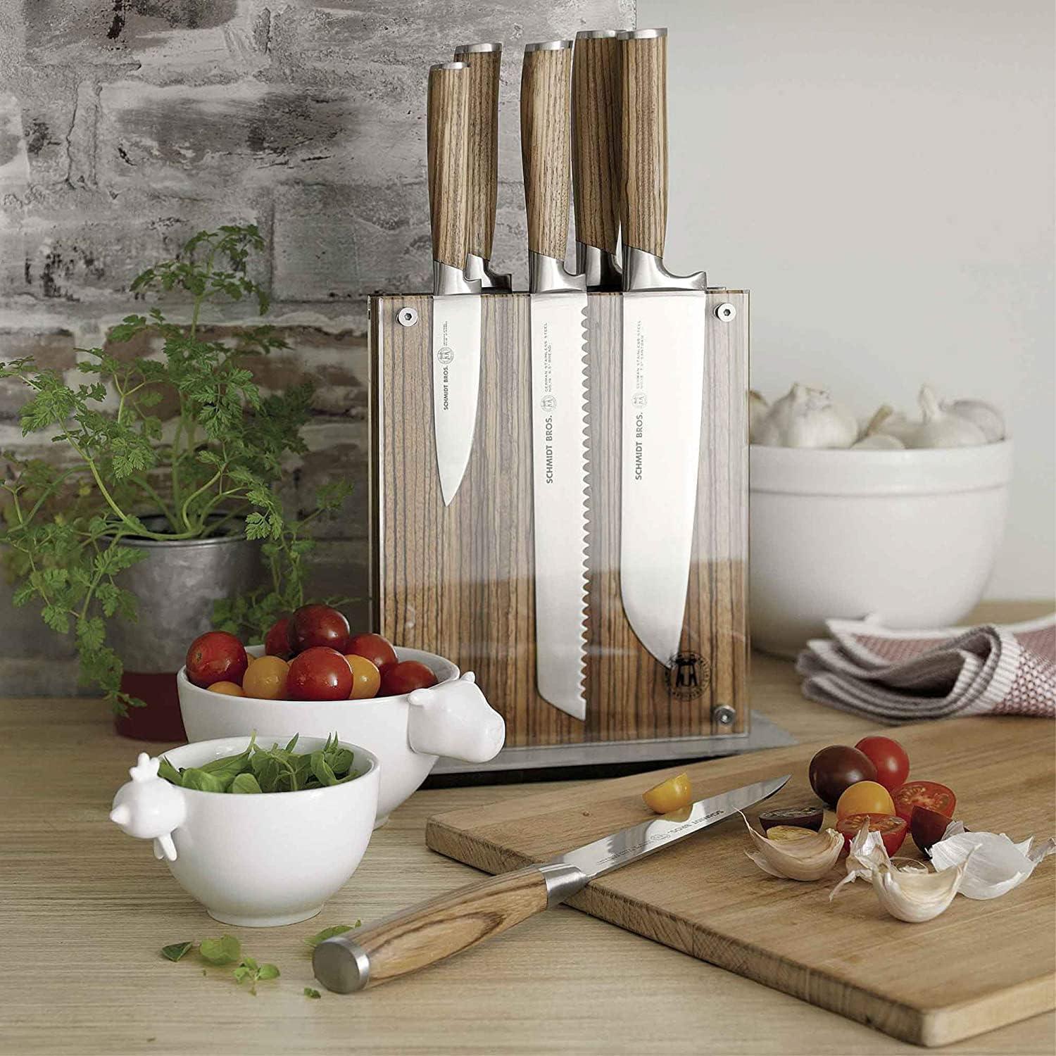 Schmidt Brothers Cutlery Zebra Wood 7-Piece Knife Block Set