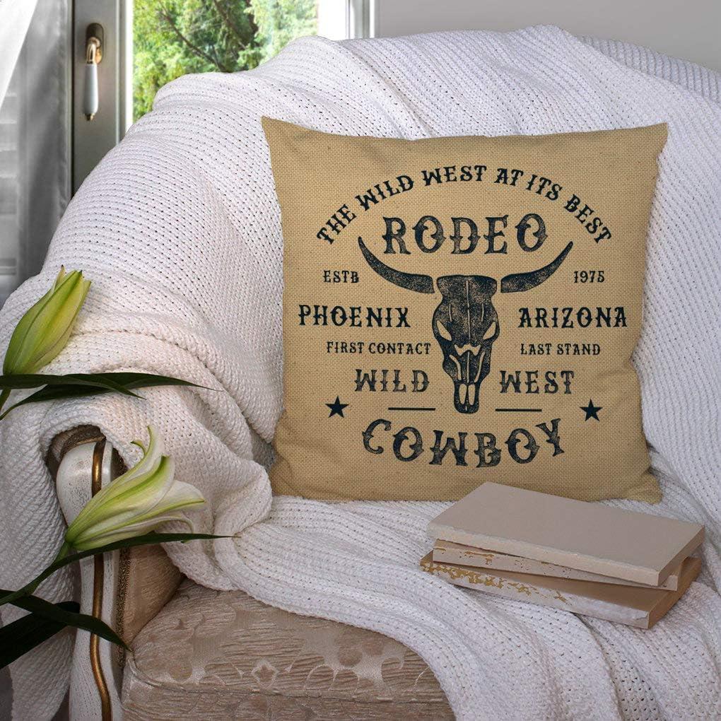 Vintage Rodeo Cowboy Cotton Linen Throw Pillow Cover