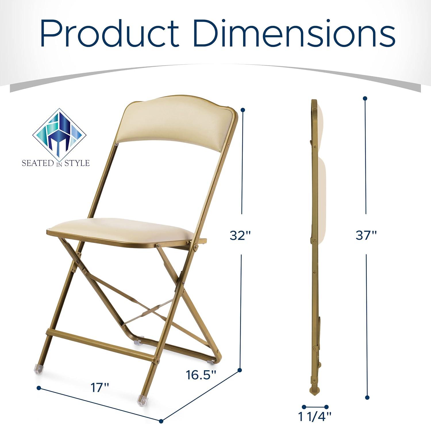 4 Pack Folding Chairs with Leather Padded Cushion Seats & Durable Metal Frame, Comfortable, Foldable, Portable, Commercial Event Seat, Indoor Outdoor for Parties, Home, Office, Black