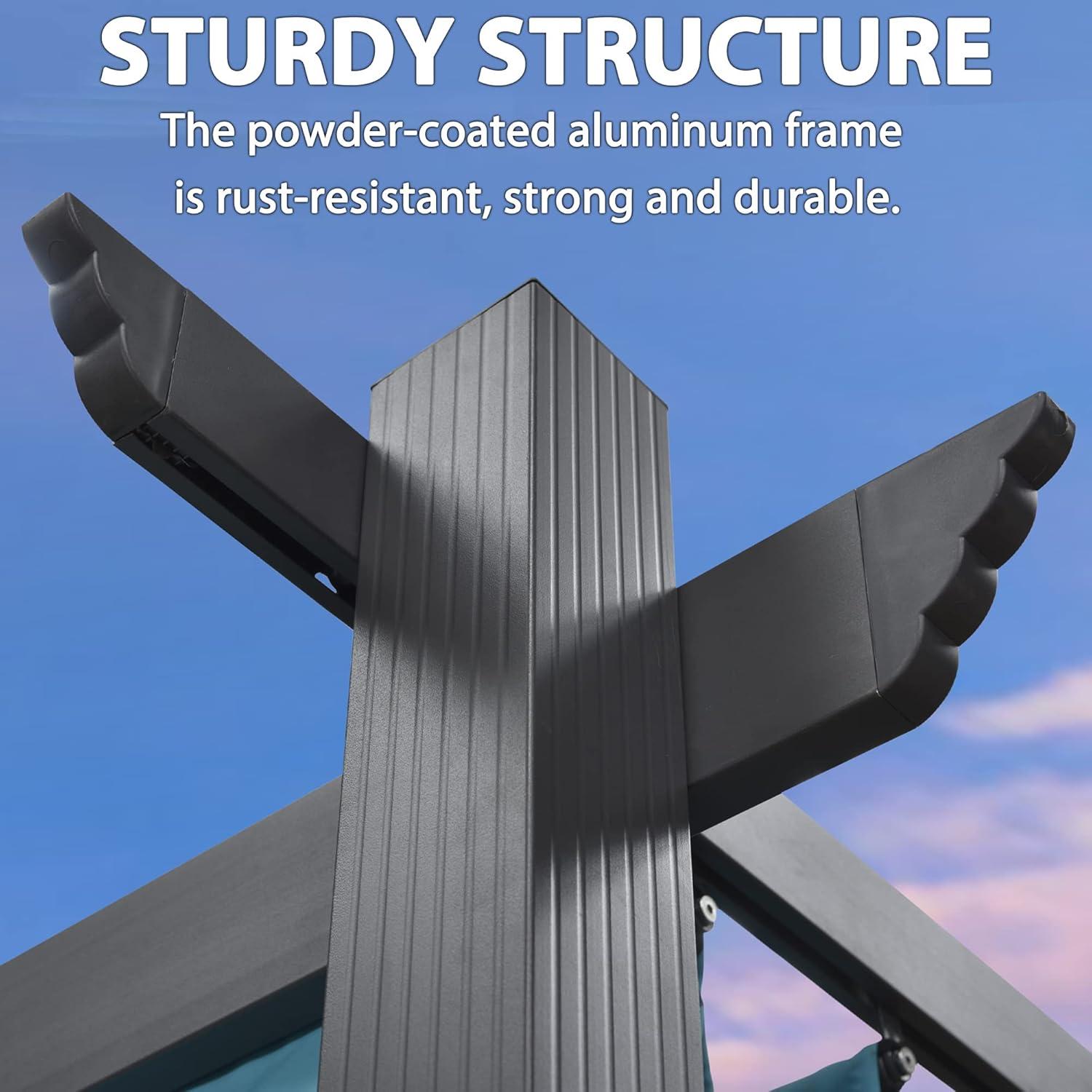 Purple Leaf 13 Ft. W X 9.5 Ft. D Aluminum Pergola with Canopy