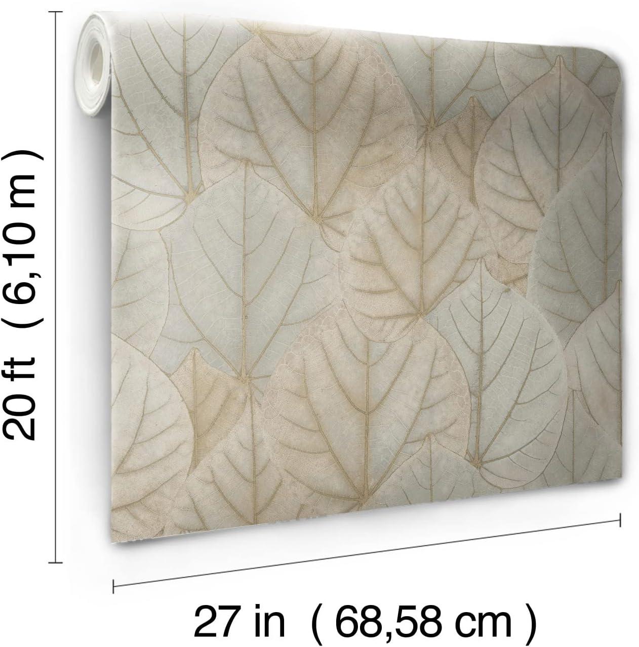 Warm Taupe Leaf Concerto Peel and Stick Wallpaper