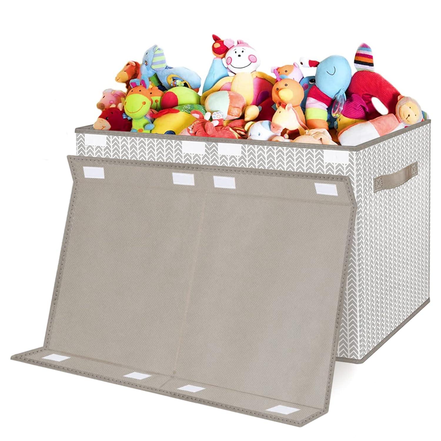 Gray Collapsible Fabric Toy Chest with Flip-Top Lid