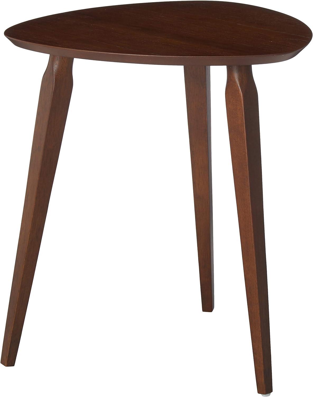 Midcentury Triangular Walnut Wood End Table