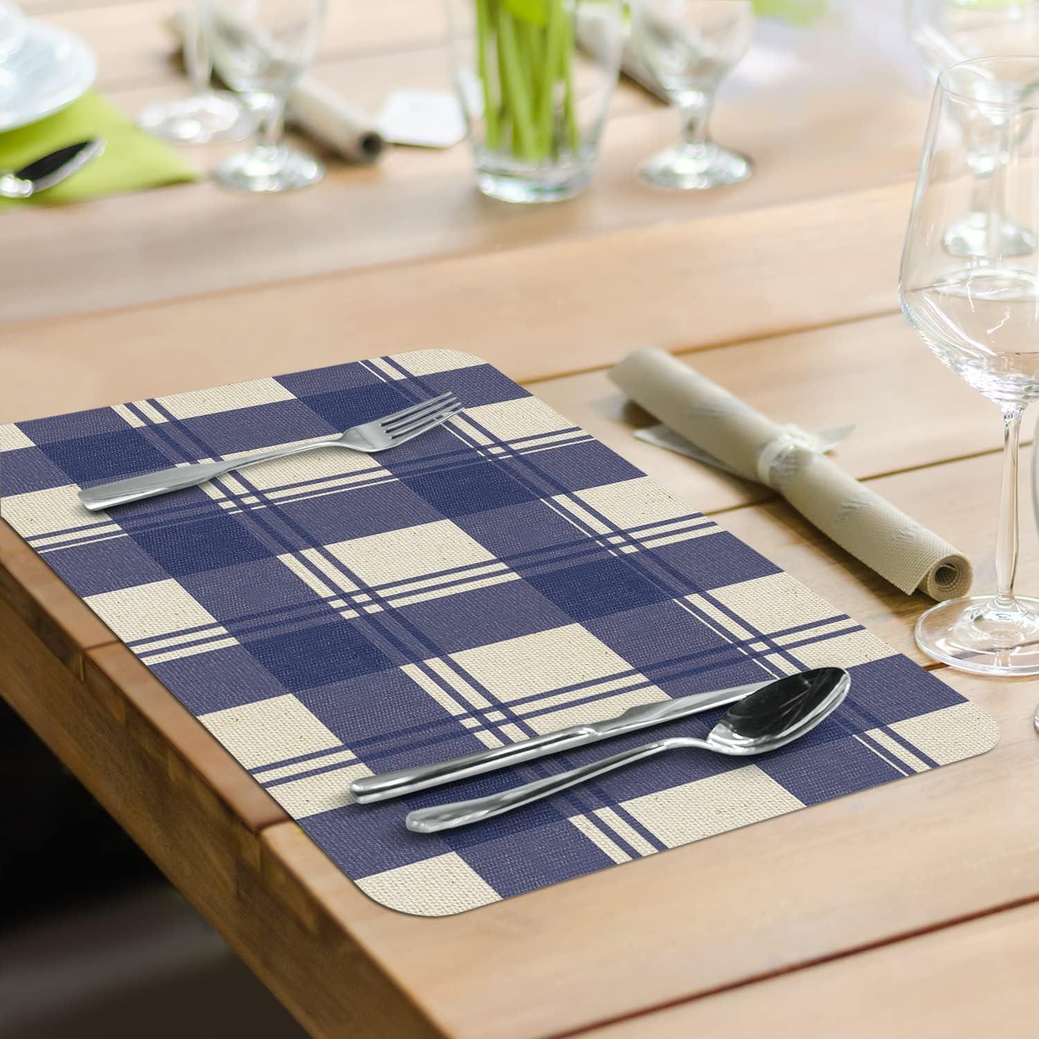 Pumpkin Blues 4 Piece Reversible Easy Care Placemats (Set of 4)