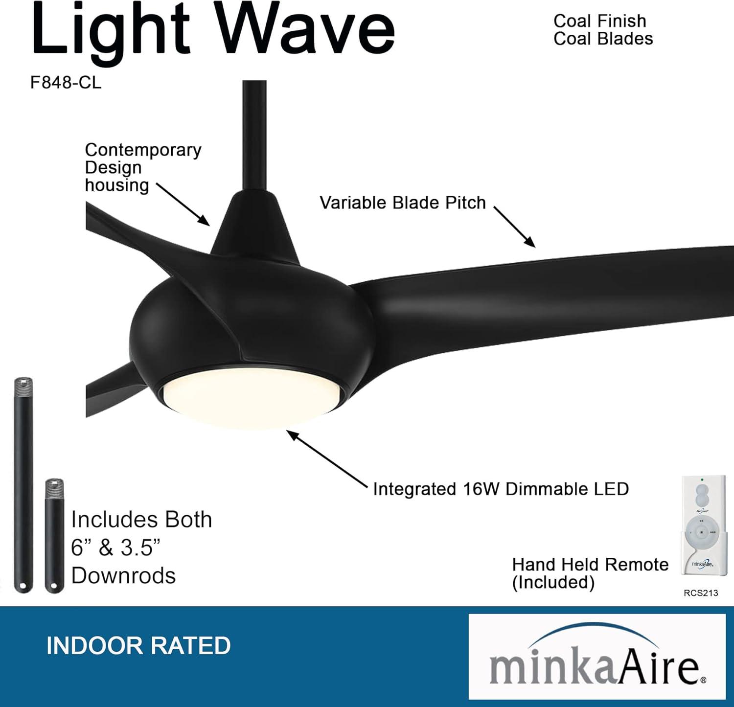 65" Minka Aire Modern Indoor Ceiling Fan LED Light Remote Control Coal for Living Room Kitchen Bedroom Family Dining House Office