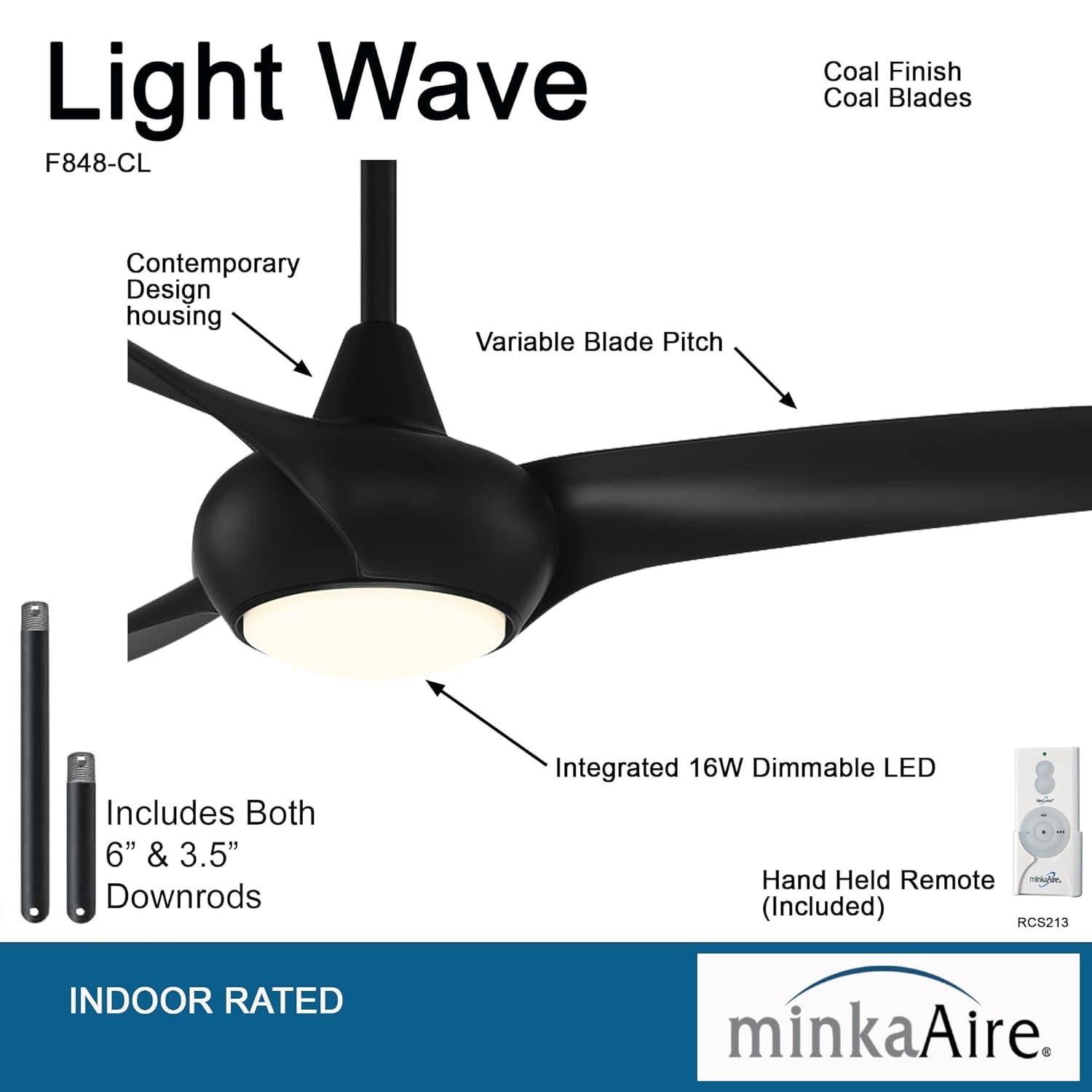 65" Minka Aire Modern Indoor Ceiling Fan LED Light Remote Control Coal for Living Room Kitchen Bedroom Family Dining House Office