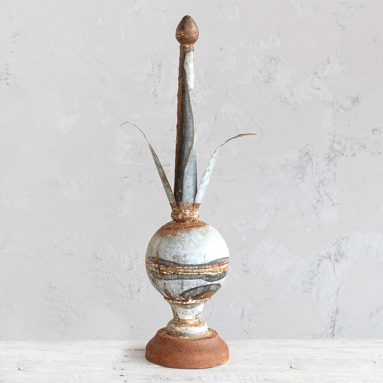 Distressed Zinc 25" Metal Finial Spindle Décor