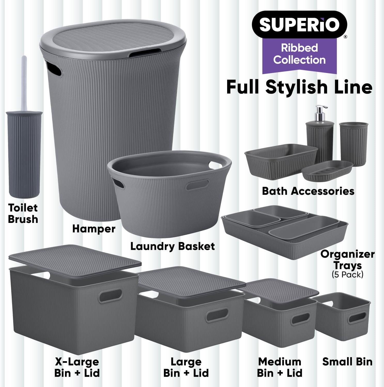 Superio Ribbed Plastic Basket Set