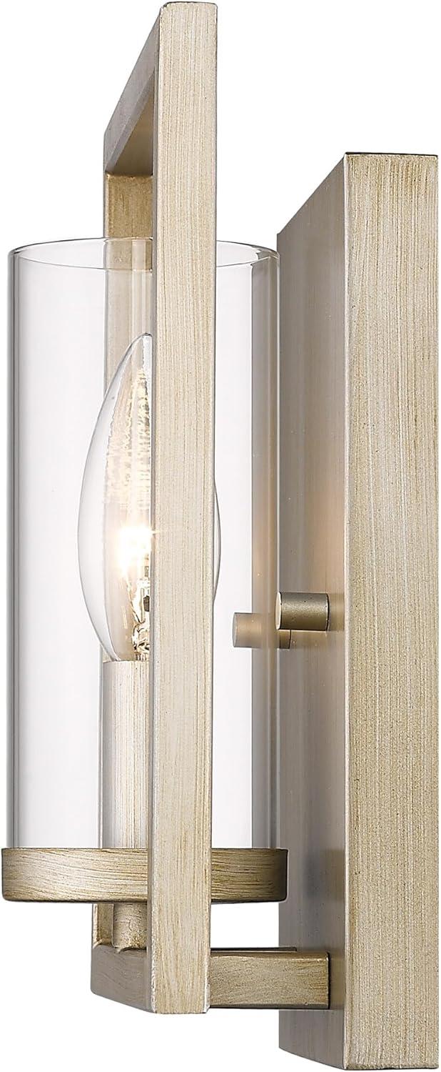 Golden Lighting Marco 1-Light Wall Sconce in White Gold with Clear Glass