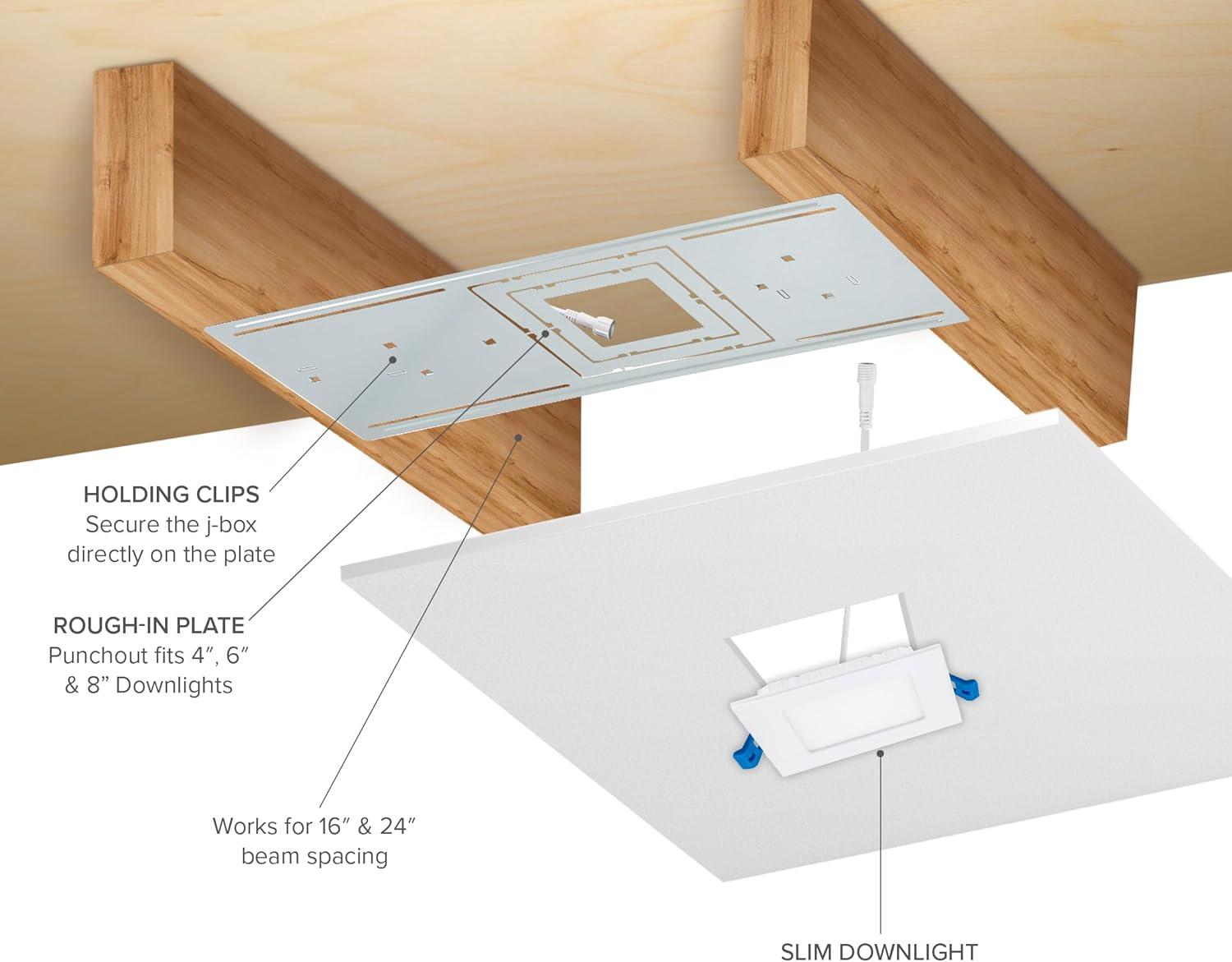 Silver Metal LED Ceiling Mount Rough-In Plate Pack