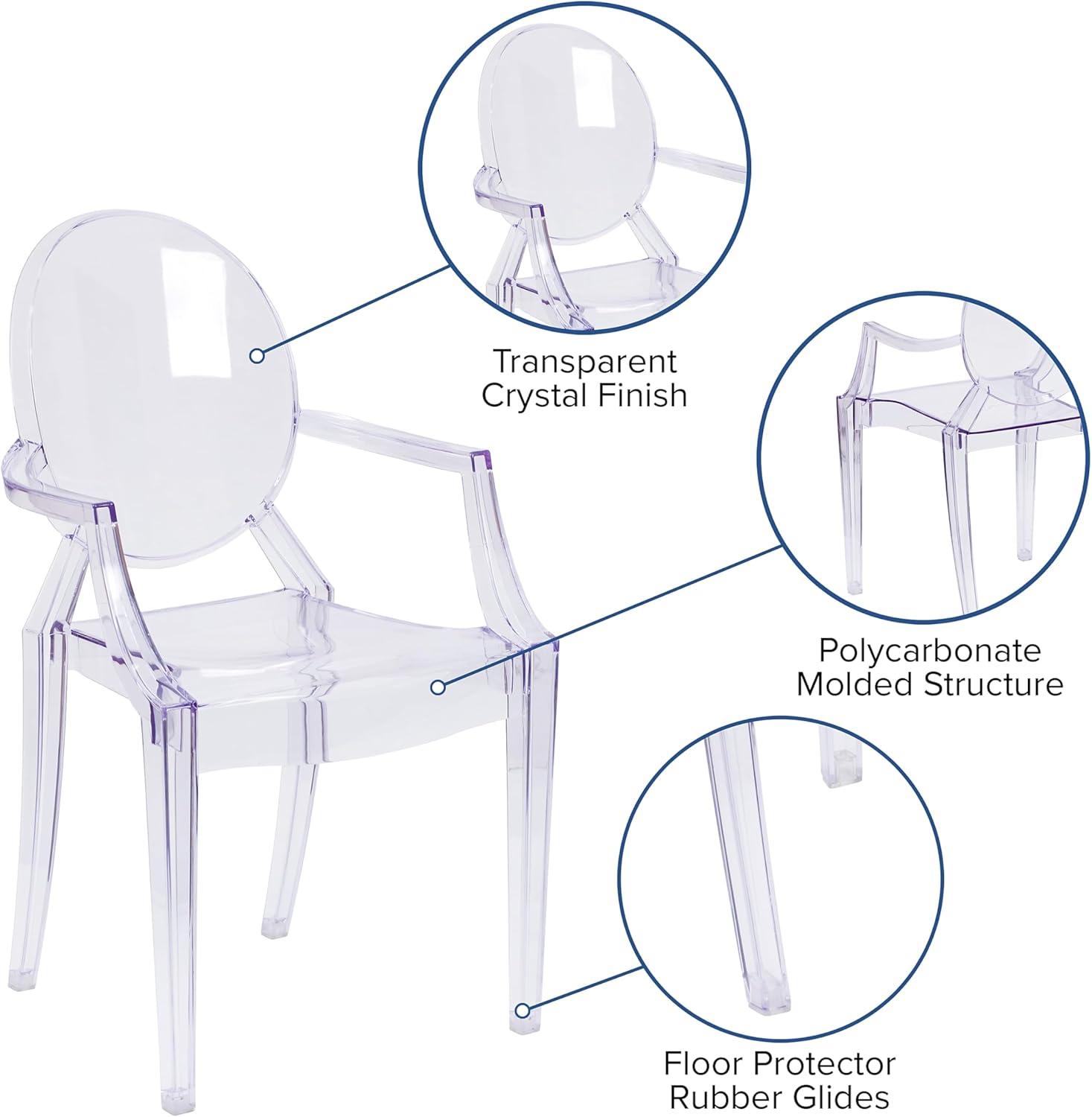 Flash Furniture Ghost Chair with Arms in Transparent Crystal