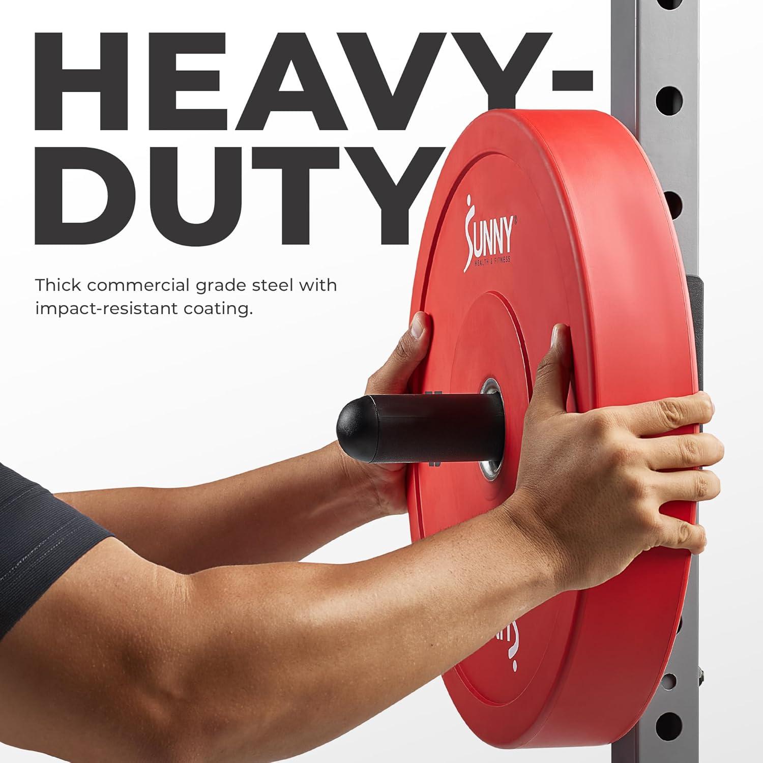 Sunny Health & Fitness Adjustable Weight Plate Storage Rack Attachment Accessory for Power Rack and Cage– Fits 1” and 2” Inch Olympic Style Weight Plates w Free SunnyFit® App Membership - SF-XFA010