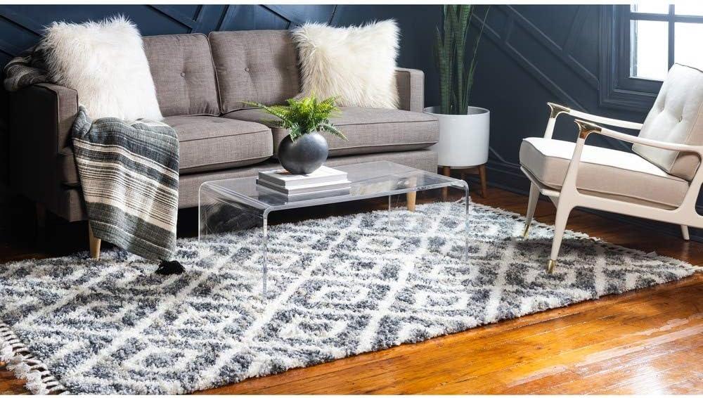 Hygge Shag Diamond Blue 8 ft. x 10 ft. Area Rug