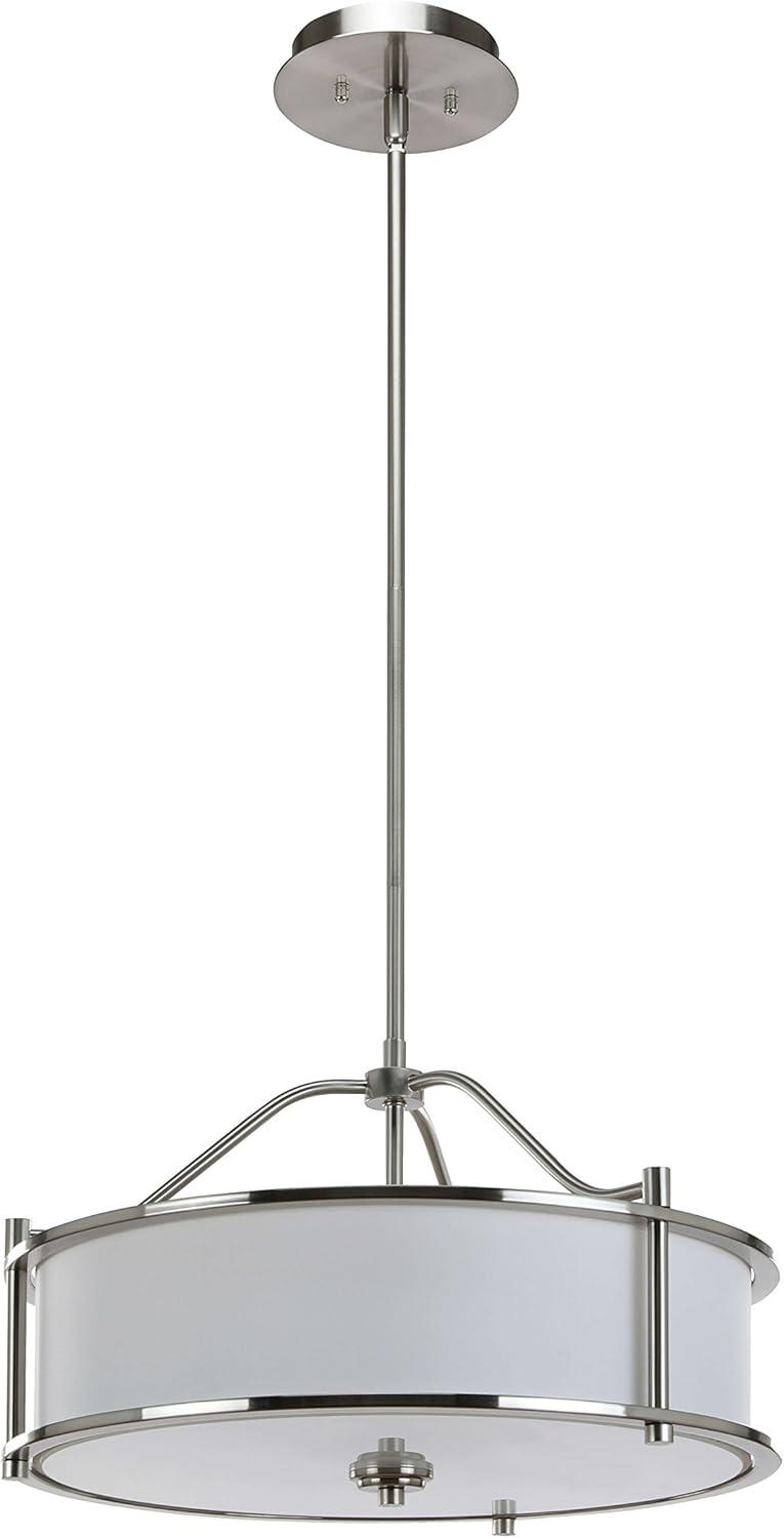 Brushed Nickel 18'' Drum Pendant Light with Fabric Shade