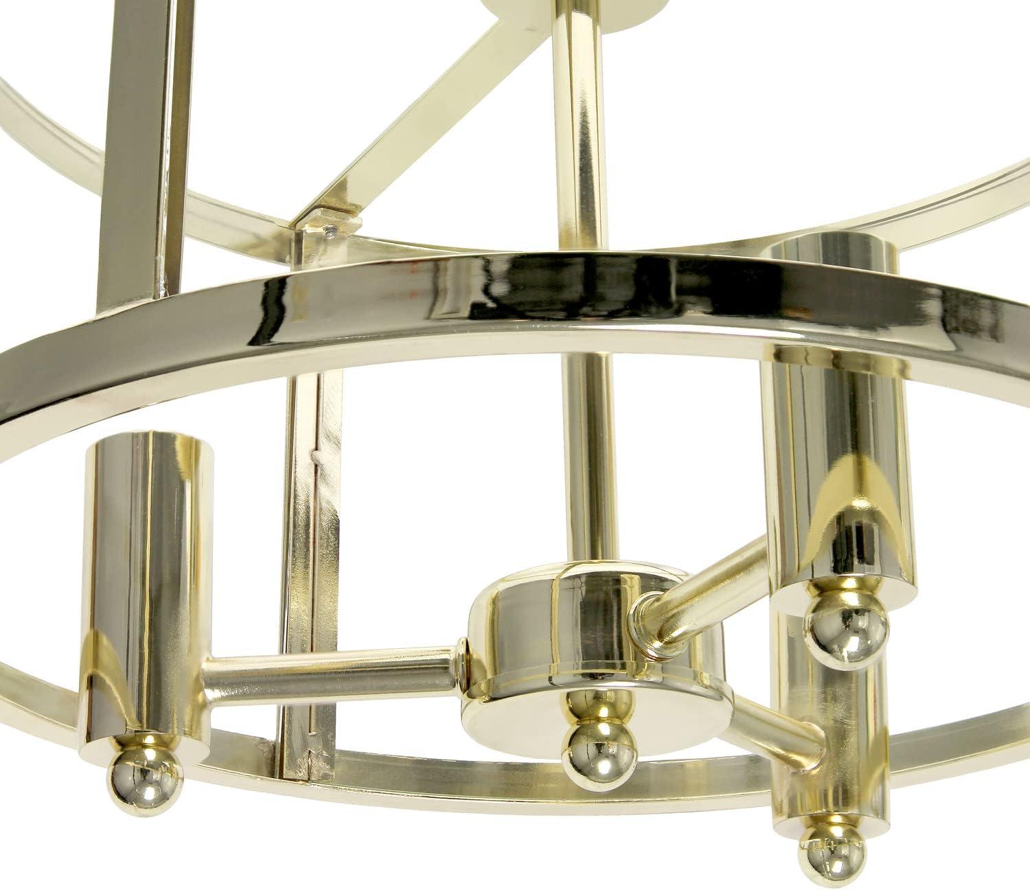 Gold and Glass 13" 3-Light Farmhouse Semi Flush Mount