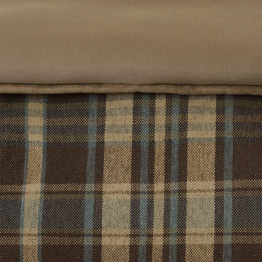 Twin Brown Plaid Down Alternative Microfiber Comforter Set