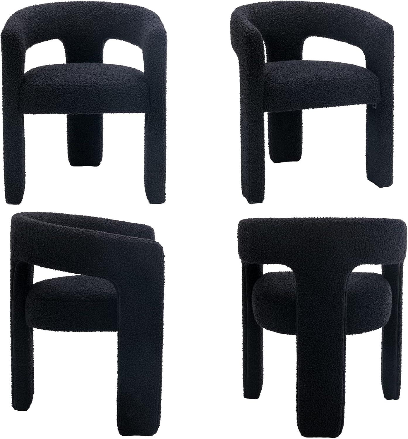 Tabaray Modern Velvet Dining Chair Set of 2, Cute Barrel Accent Chairs Upholstered Armchair Comfy Side Chair for Kitchen Living Room Reception (Black-Velvet, Set of 2)