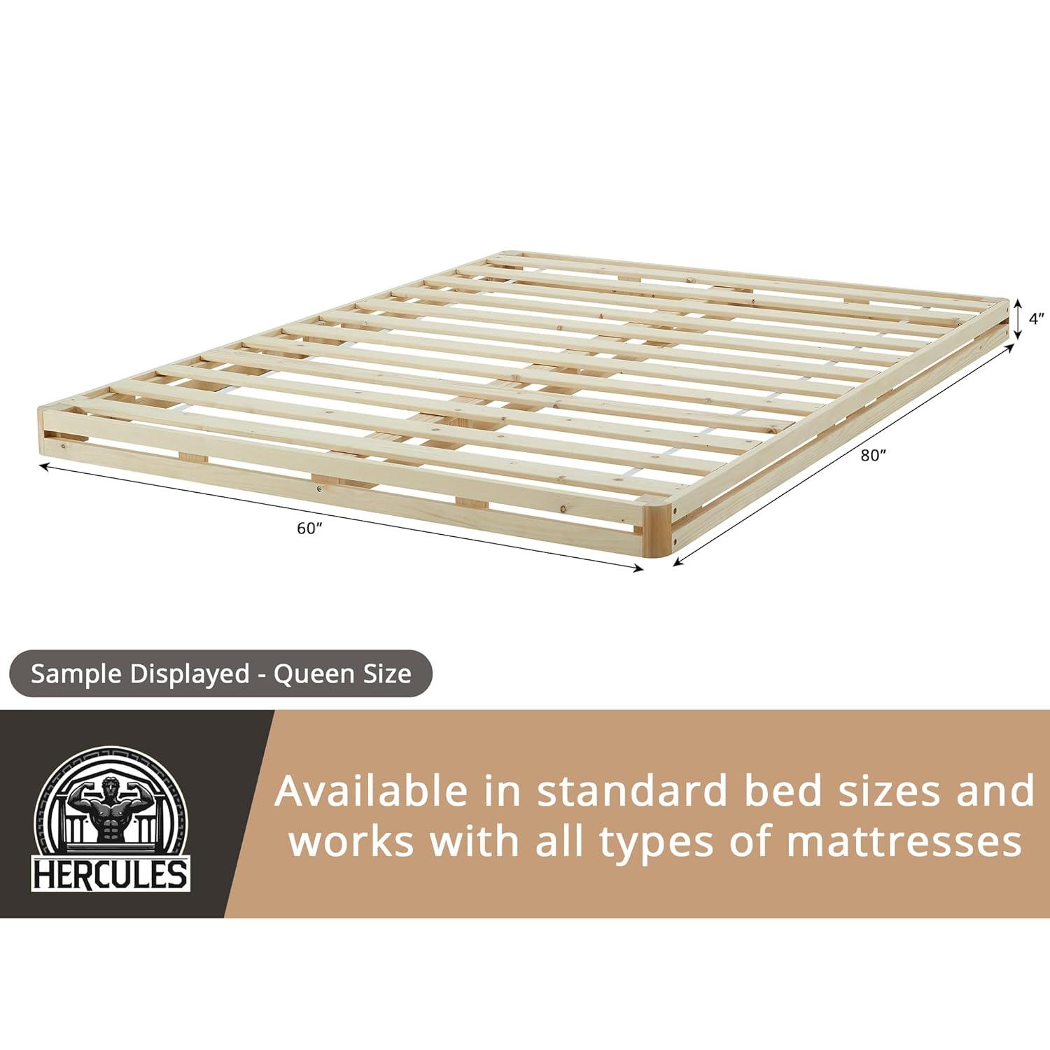 Hercules 4 Inch Low Profile Foundation Mattress Box Spring Replacement