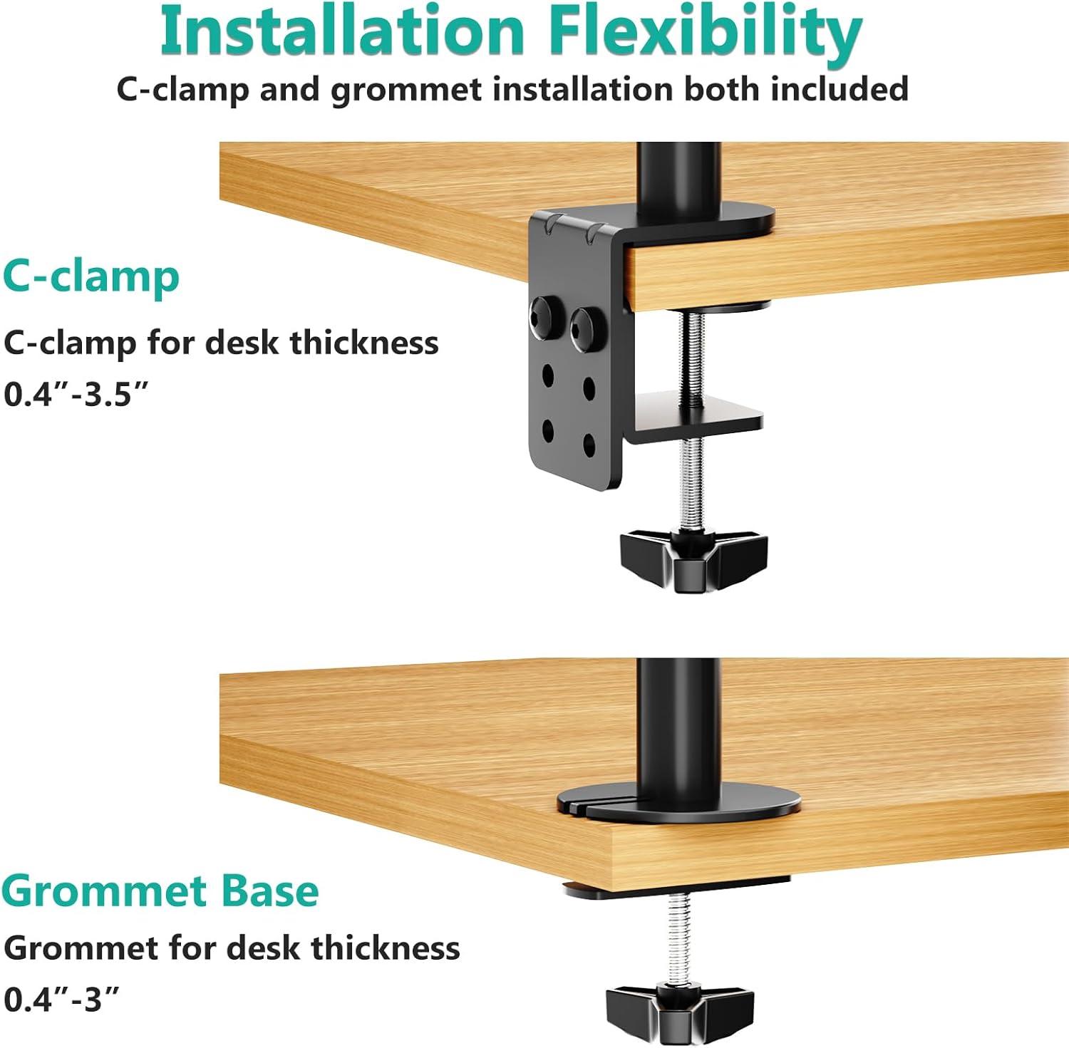 WALI Laptop Tray Desk Mount for 1 Laptop Notebook up to 17'', Fully Adjustable, 22 lbs Capacity with Vented Cooling Platform Stand (M00LP)