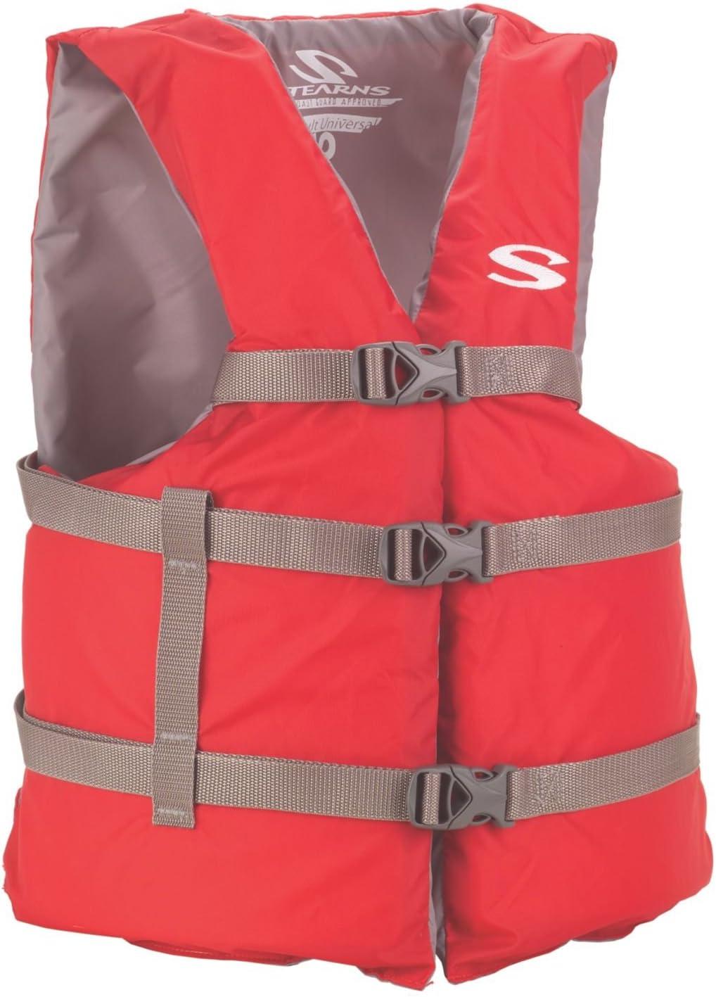 Coleman Stearns Adult Classic Series Universal Life Jacket and Vest Flotation, Red