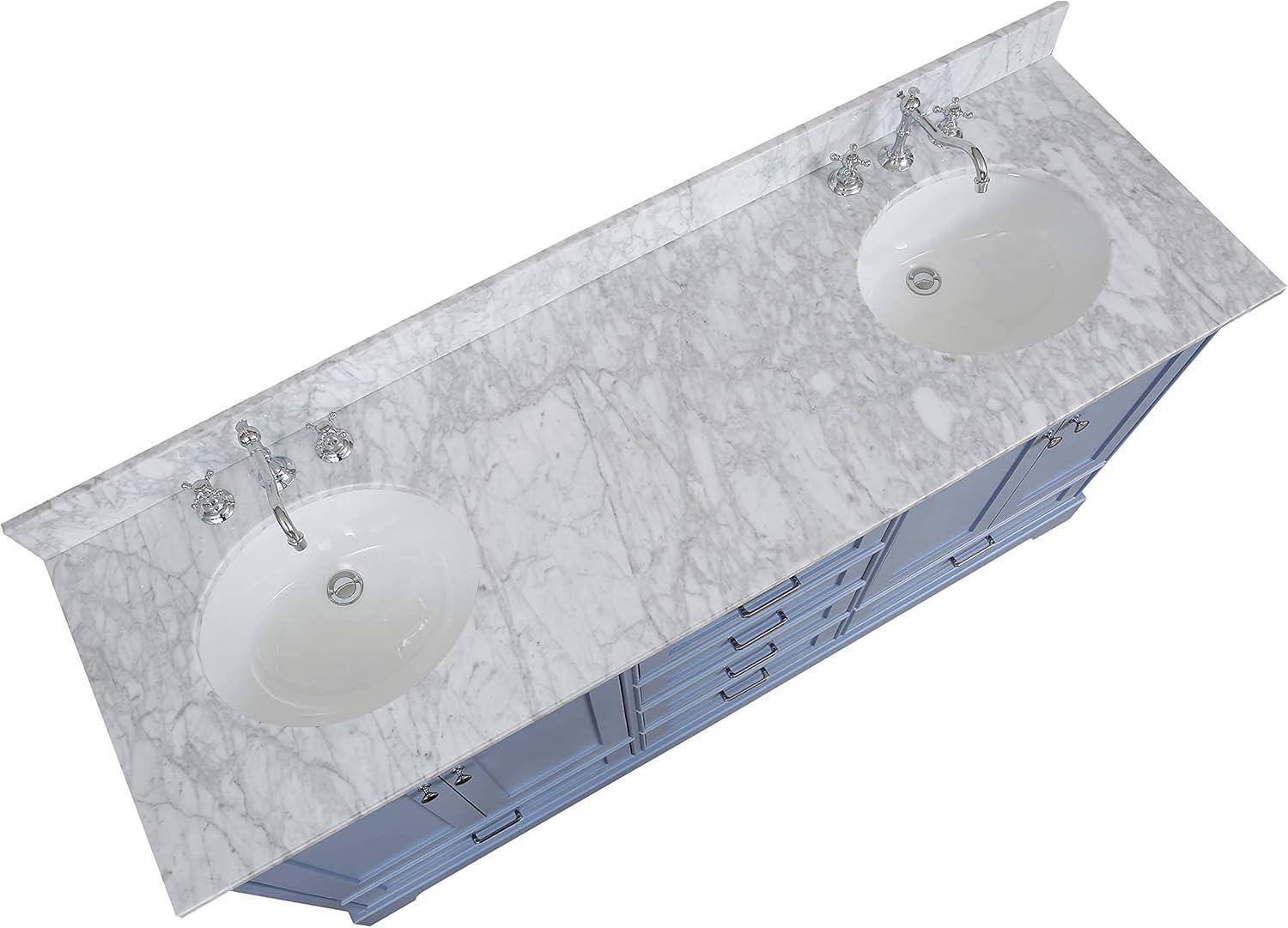 Harper 72" Powder Blue Double Vanity with Carrara Marble Top