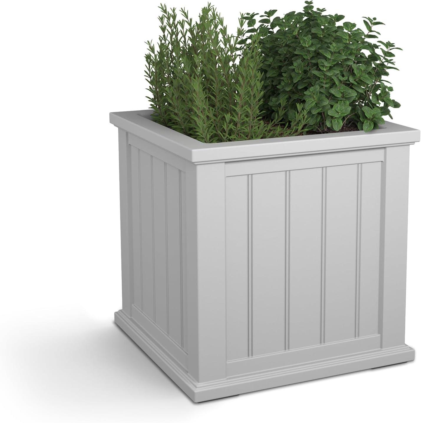 Cape Cod White 20" Square Polyethylene Outdoor Planter