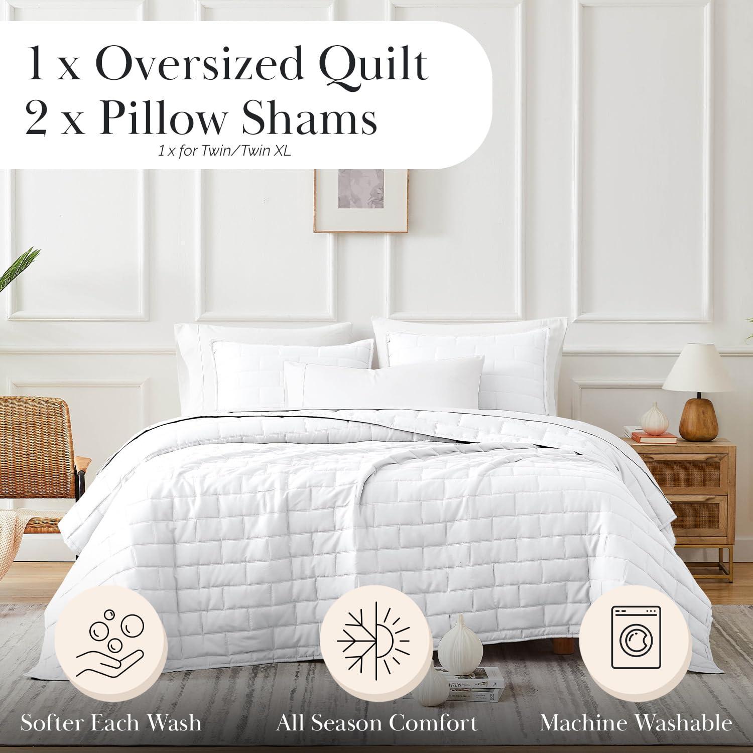 Southshore Fine Living Oversized Khari Lightweight 3-Piece Quilt Set Rust Full / Queen