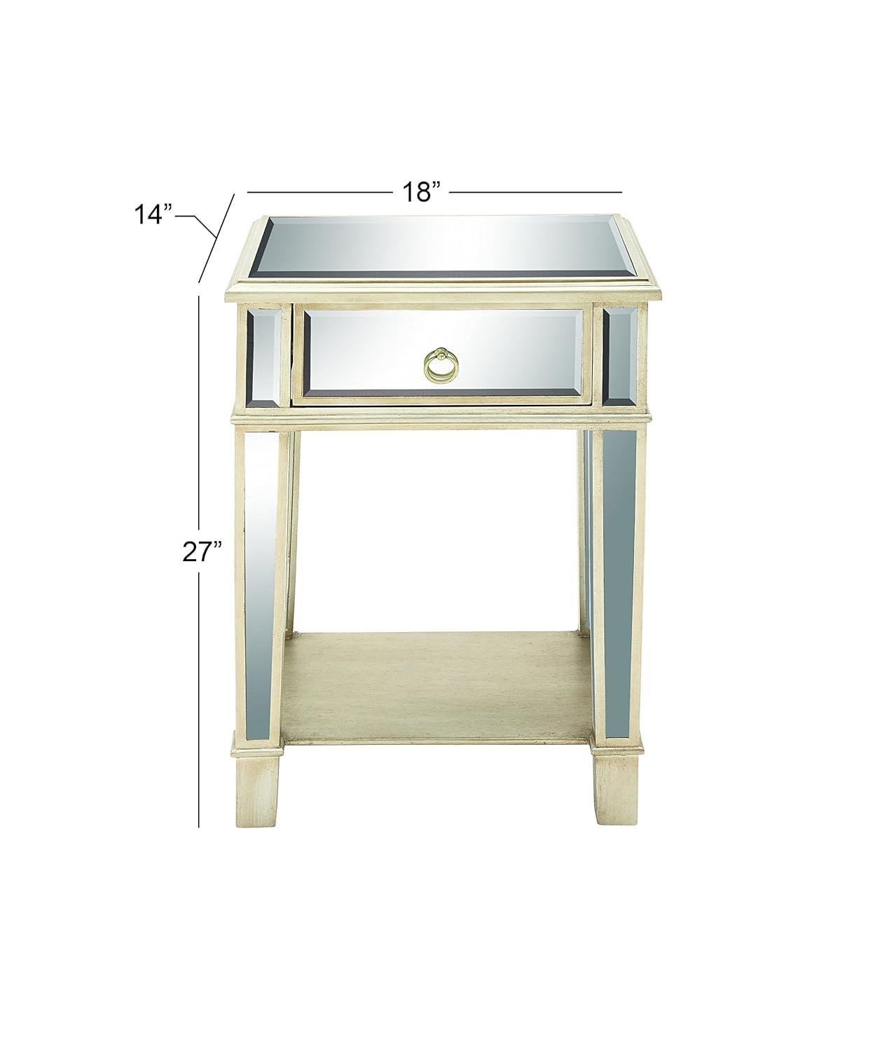 DecMode 39" x 34" Silver Wood Mirrored Panel 4 Drawers 2 Shelves and 2 Doors Buffet with Acrylic Knob Handles, 1-Piece