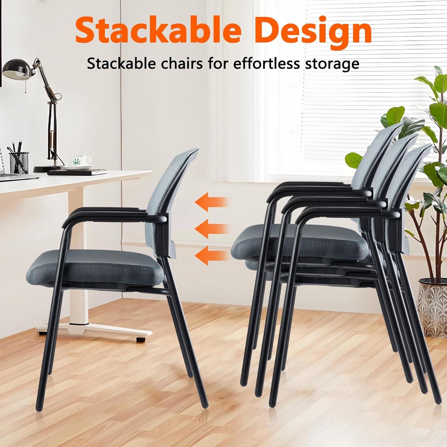 Inbox Zero Nashiya CLATINA Mesh Back 22.2" W Stackable Seat Waiting Room Chair with Metal Frame