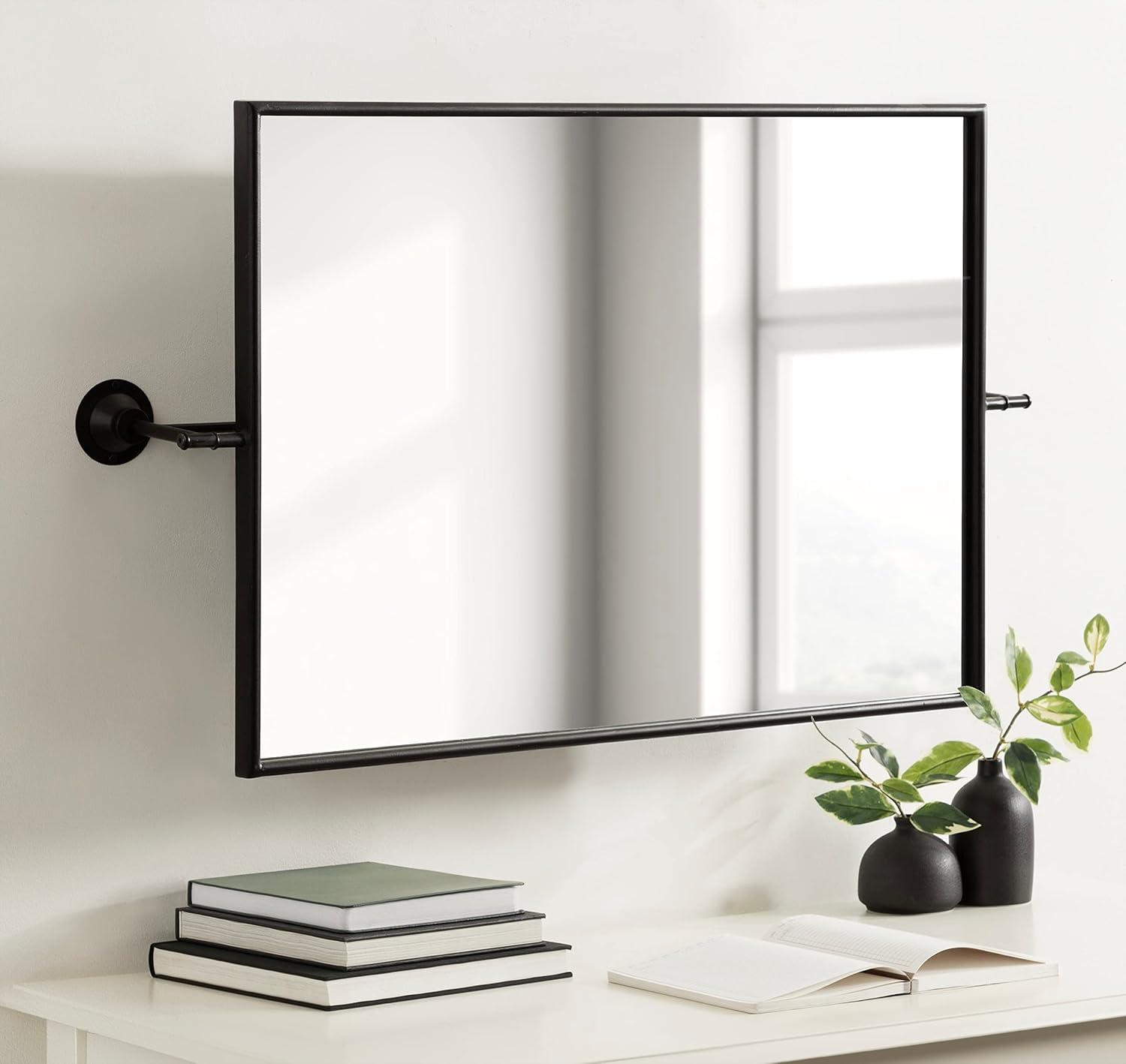 24"x40" Darbridge Rectangle Pivot Mirror Black - Kate & Laurel All Things Decor: Traditional Style, Wall Mounted, Includes Hardware