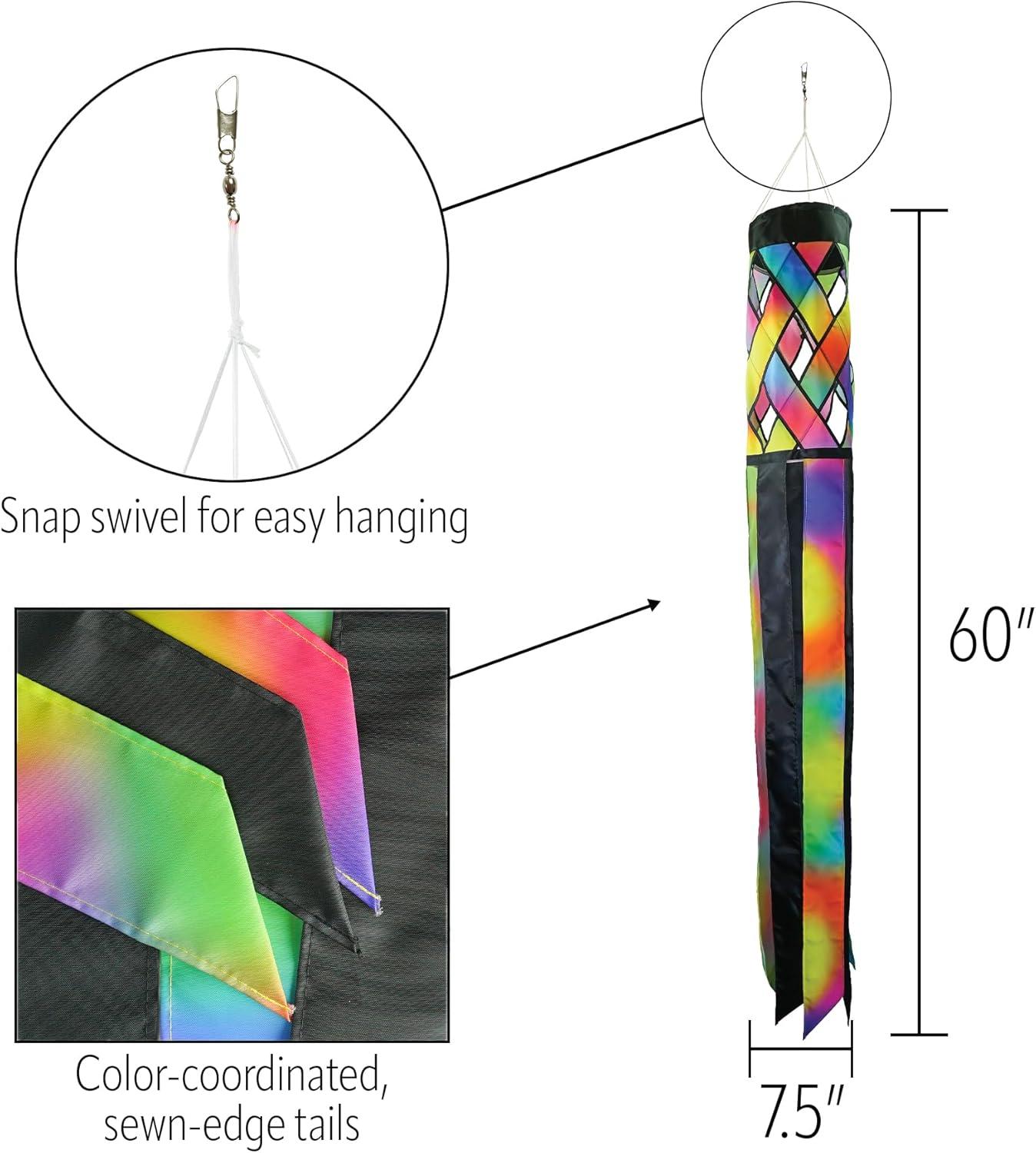 Colorful Lattice Polyester Outdoor Windsock with Tails