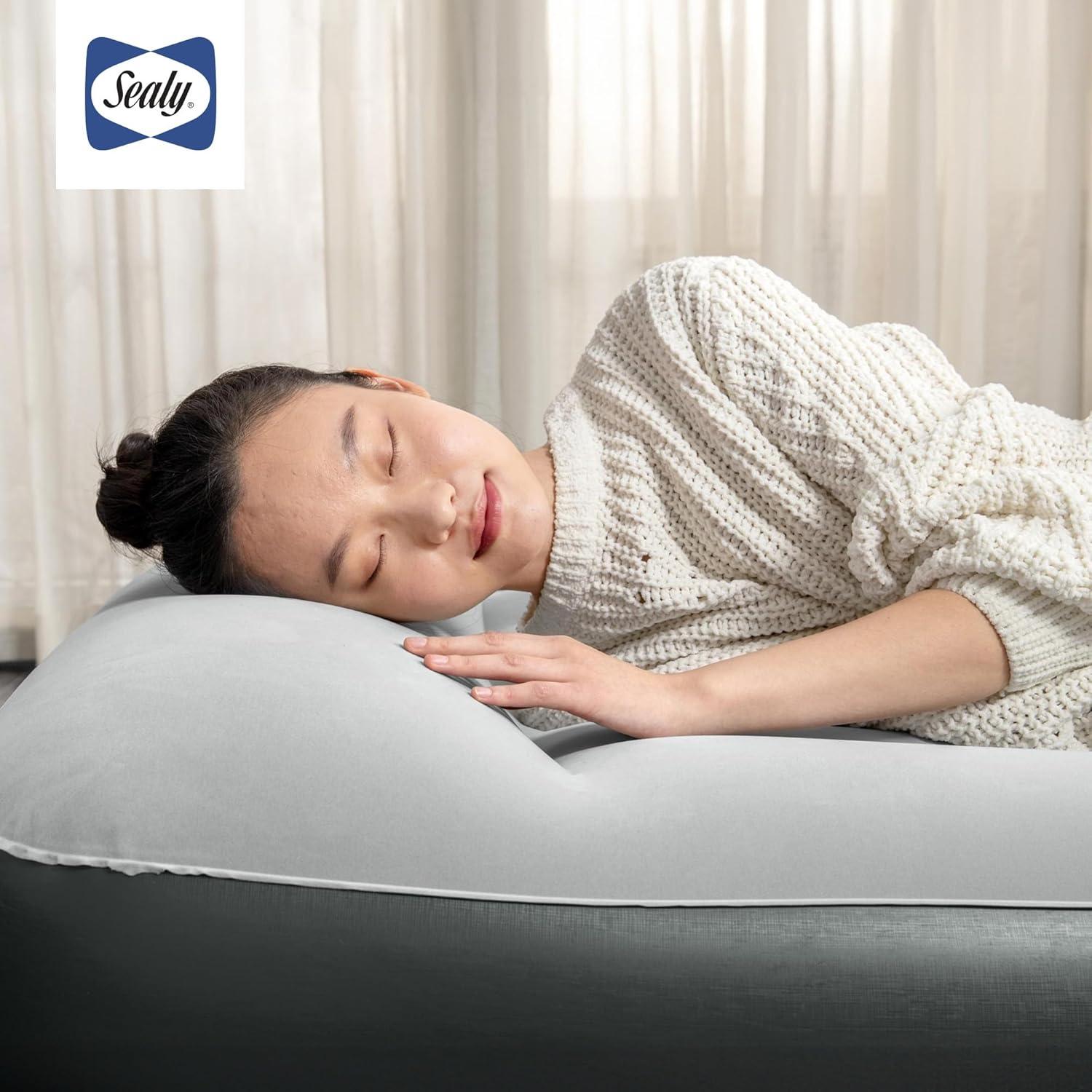 Sealy Tritech 16” Inflatable Air Mattress Bed with Built-in Pump, Storage Bag, and Repair Patch for Indoor and Outdoor Use, Twin